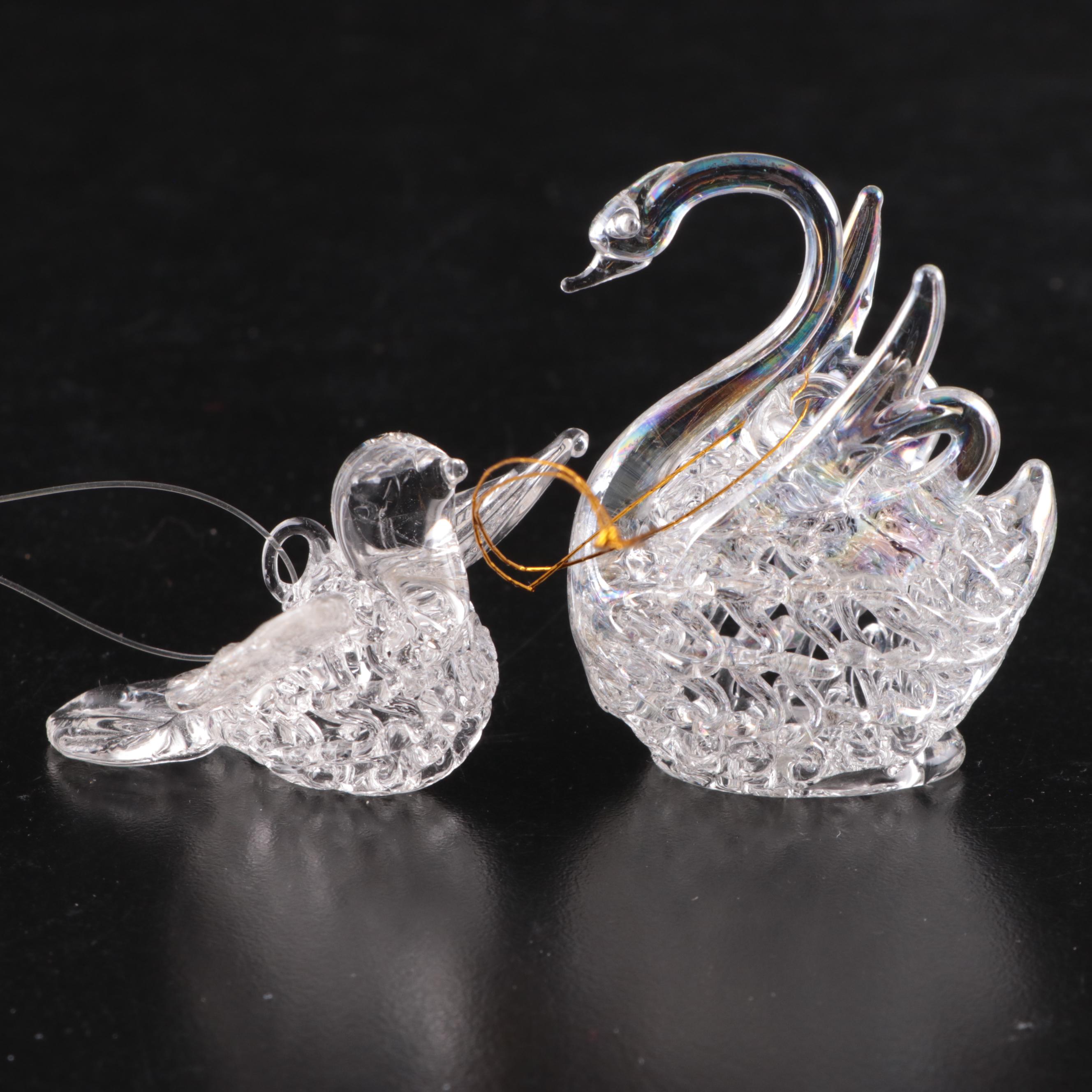 German Opalescent Blown Glass Ornaments with Other Glass Ornaments, Vintage