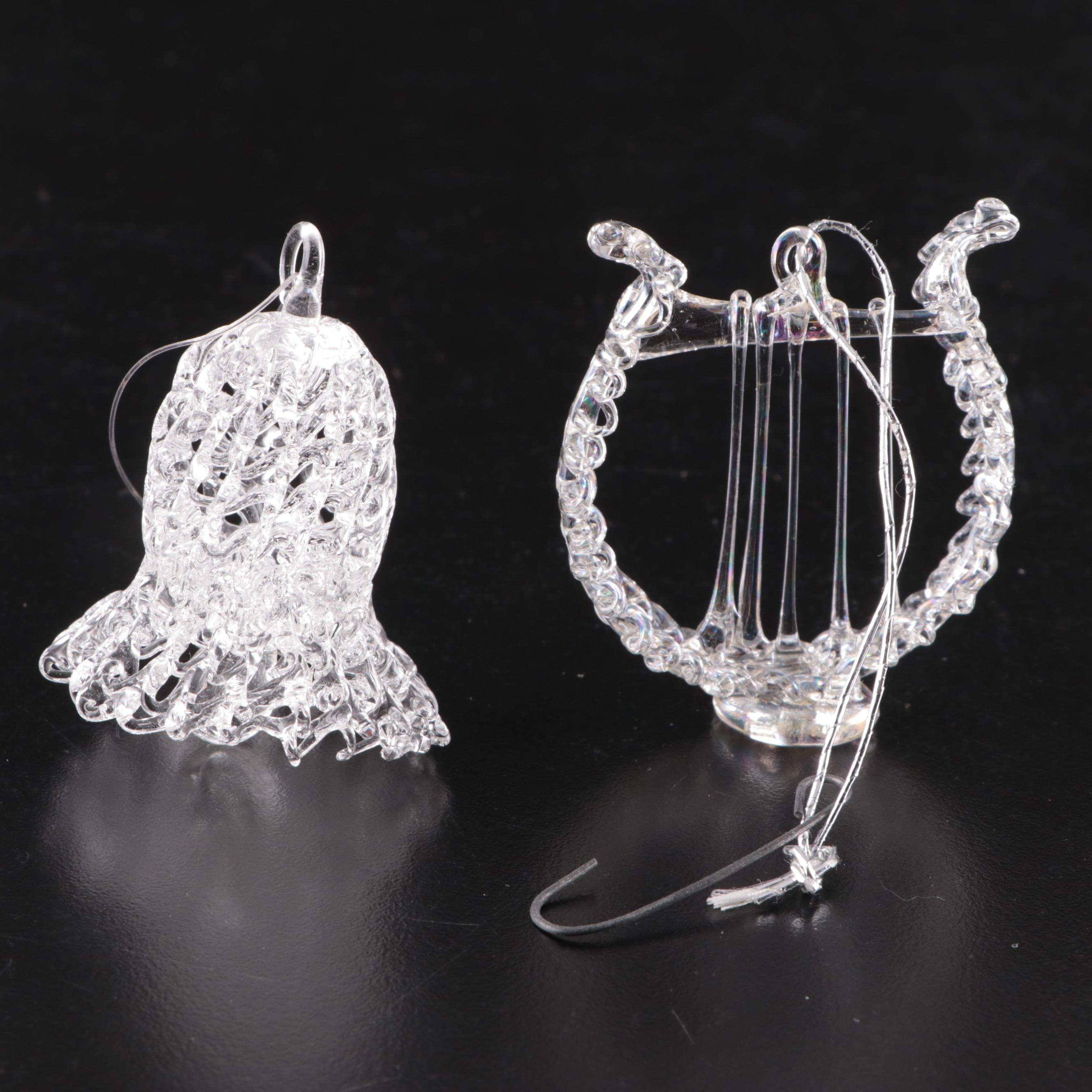 German Opalescent Blown Glass Ornaments with Other Glass Ornaments, Vintage