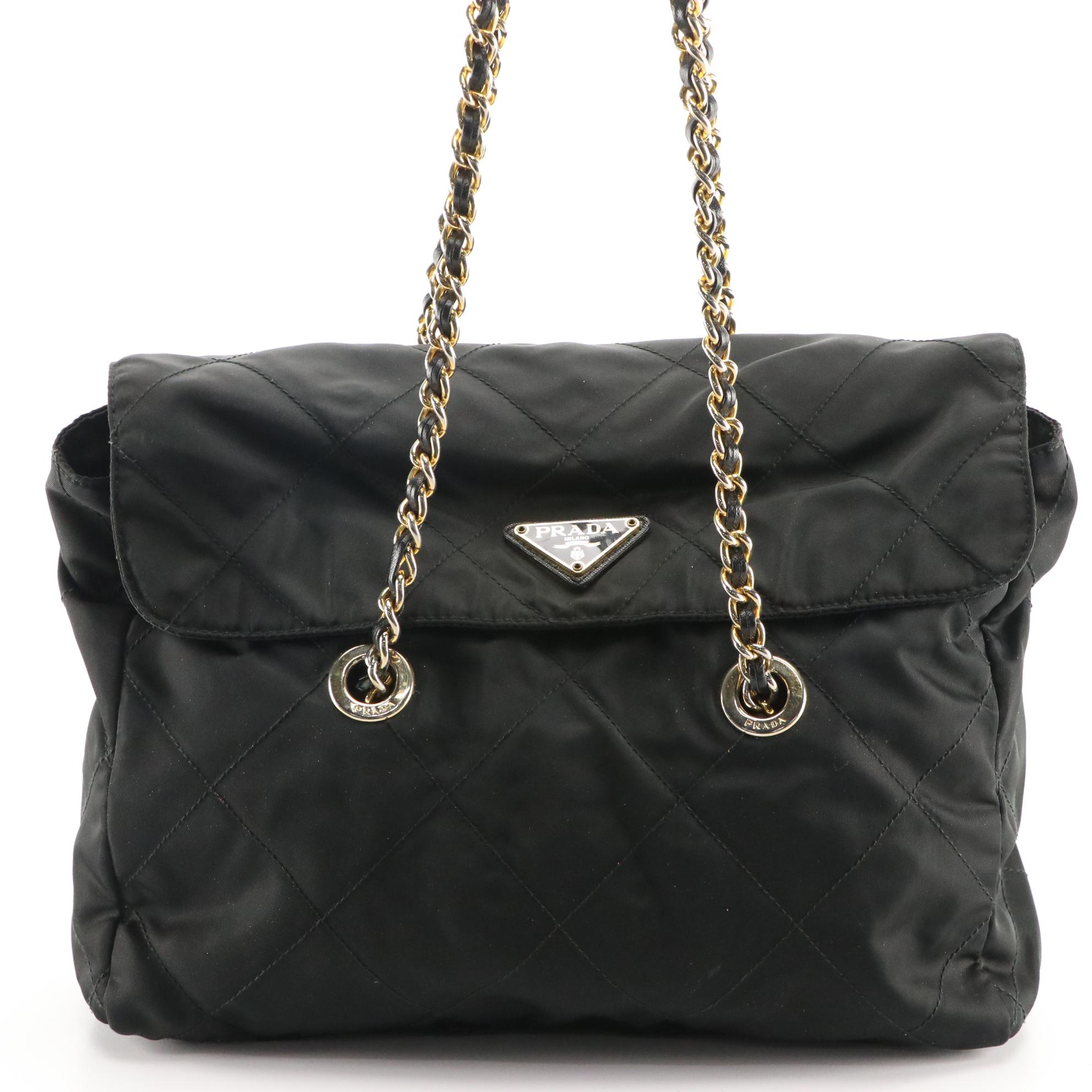 Prada Black Tessuto Nylon Diamond Quilted Shoulder Bag