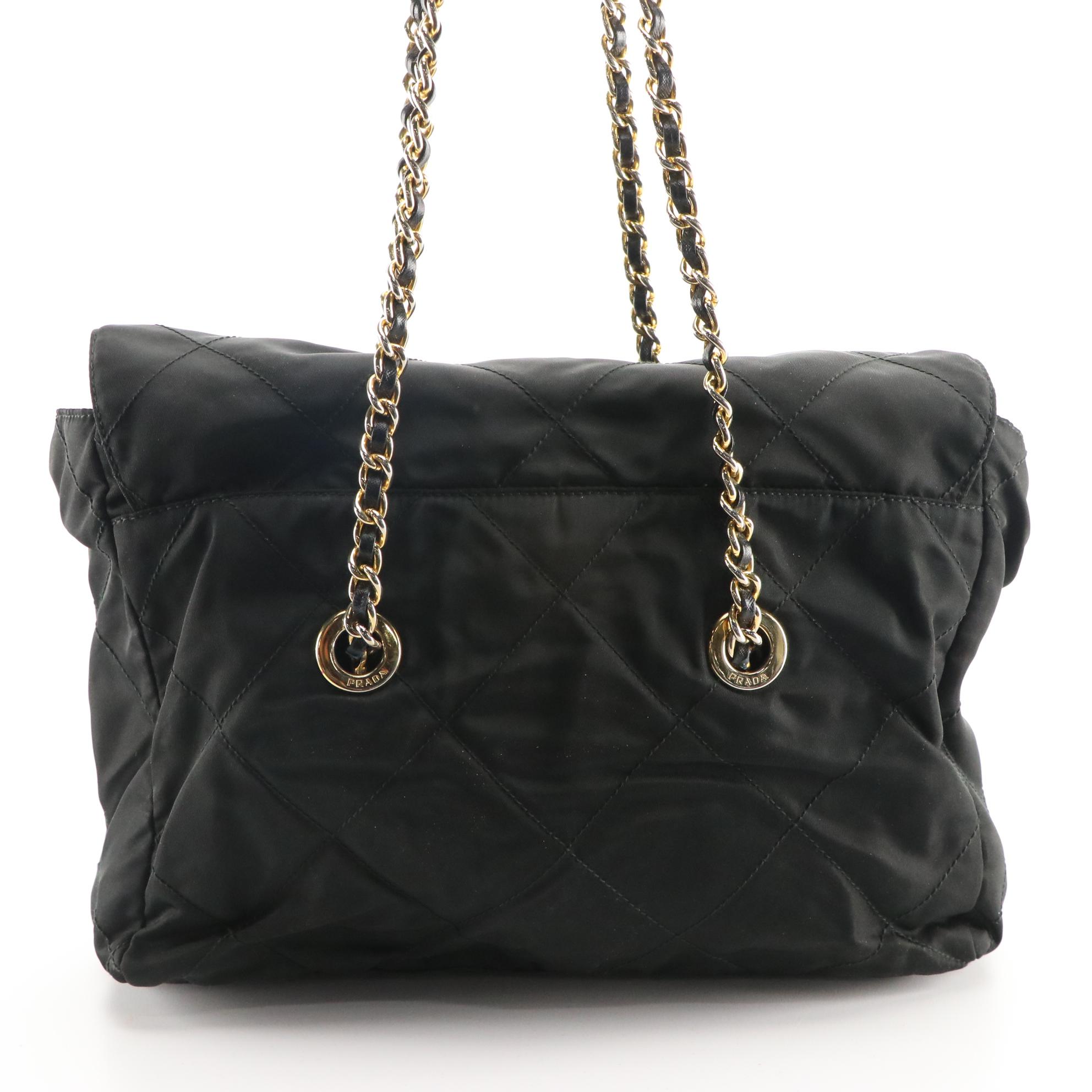 Prada Black Tessuto Nylon Diamond Quilted Shoulder Bag
