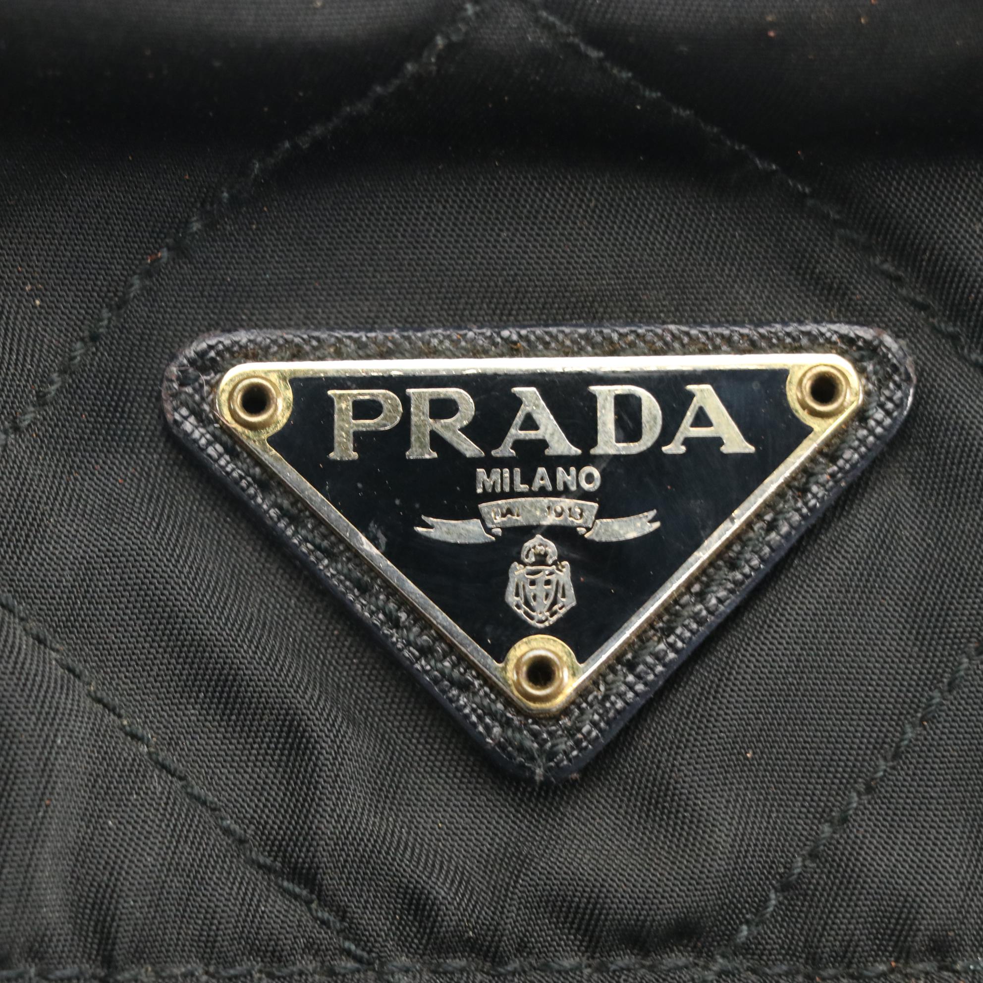 Prada Black Tessuto Nylon Diamond Quilted Shoulder Bag