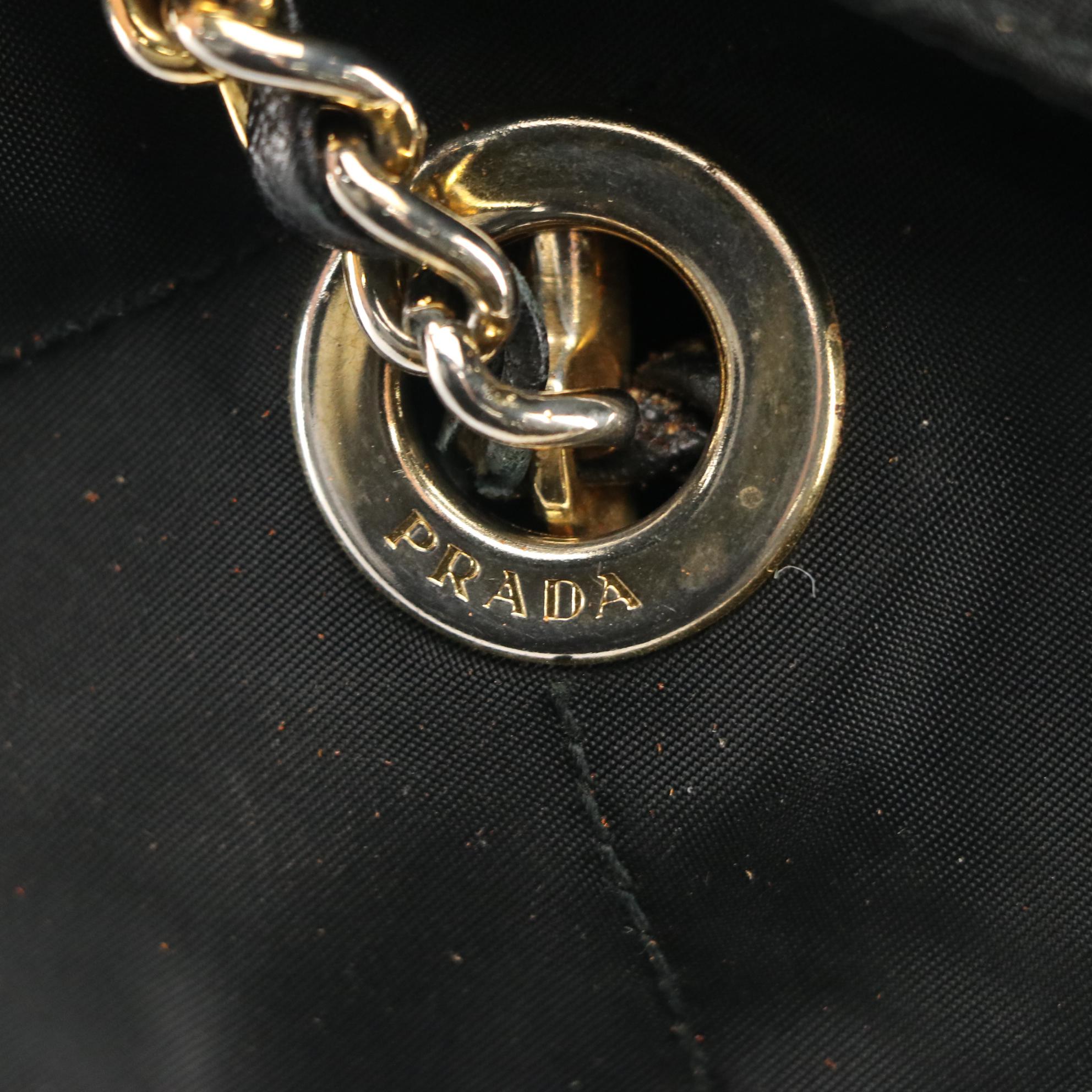 Prada Black Tessuto Nylon Diamond Quilted Shoulder Bag