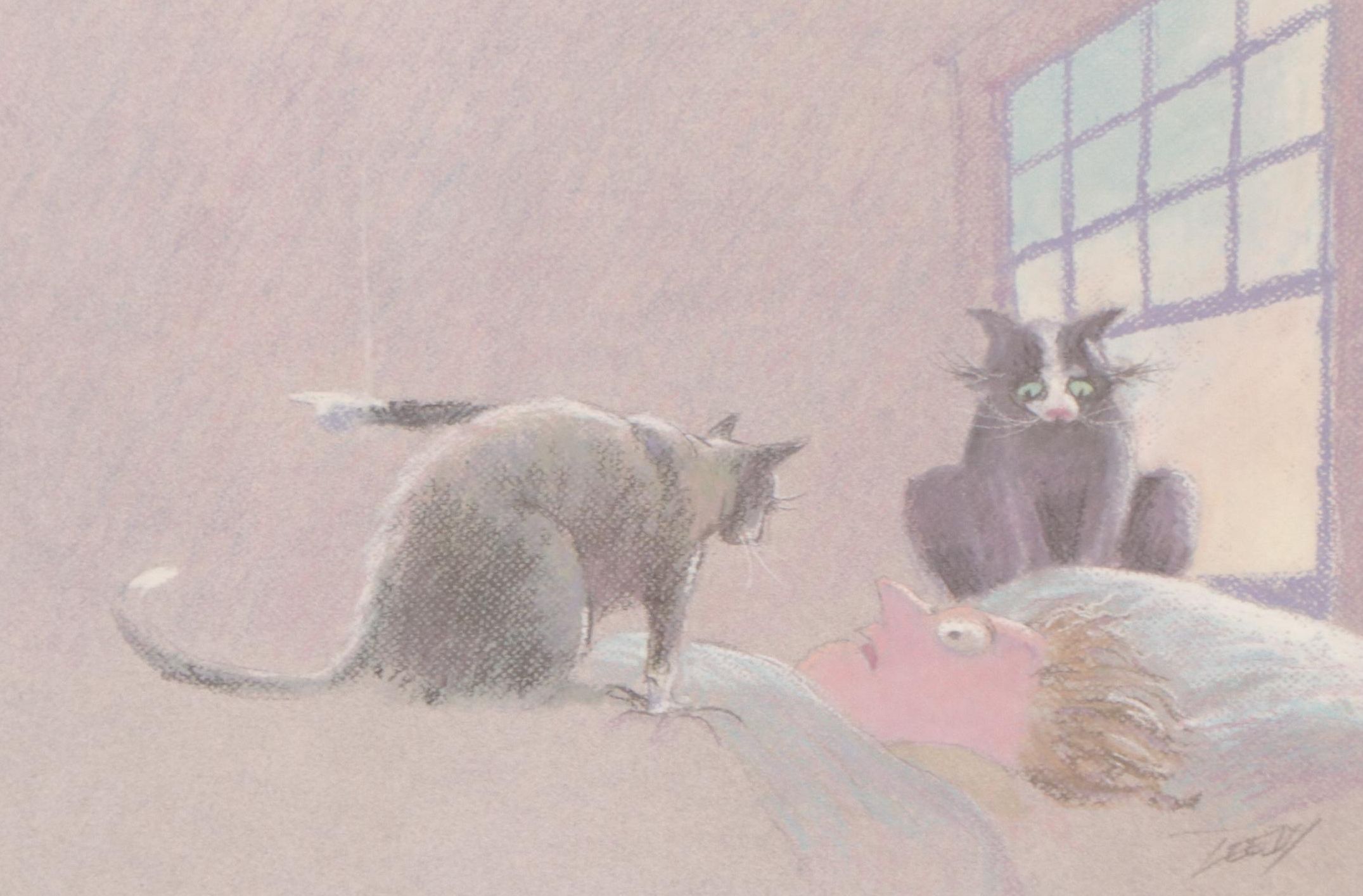 Jeff Leedy Cartoon Offset Lithograph "Demando Cat"