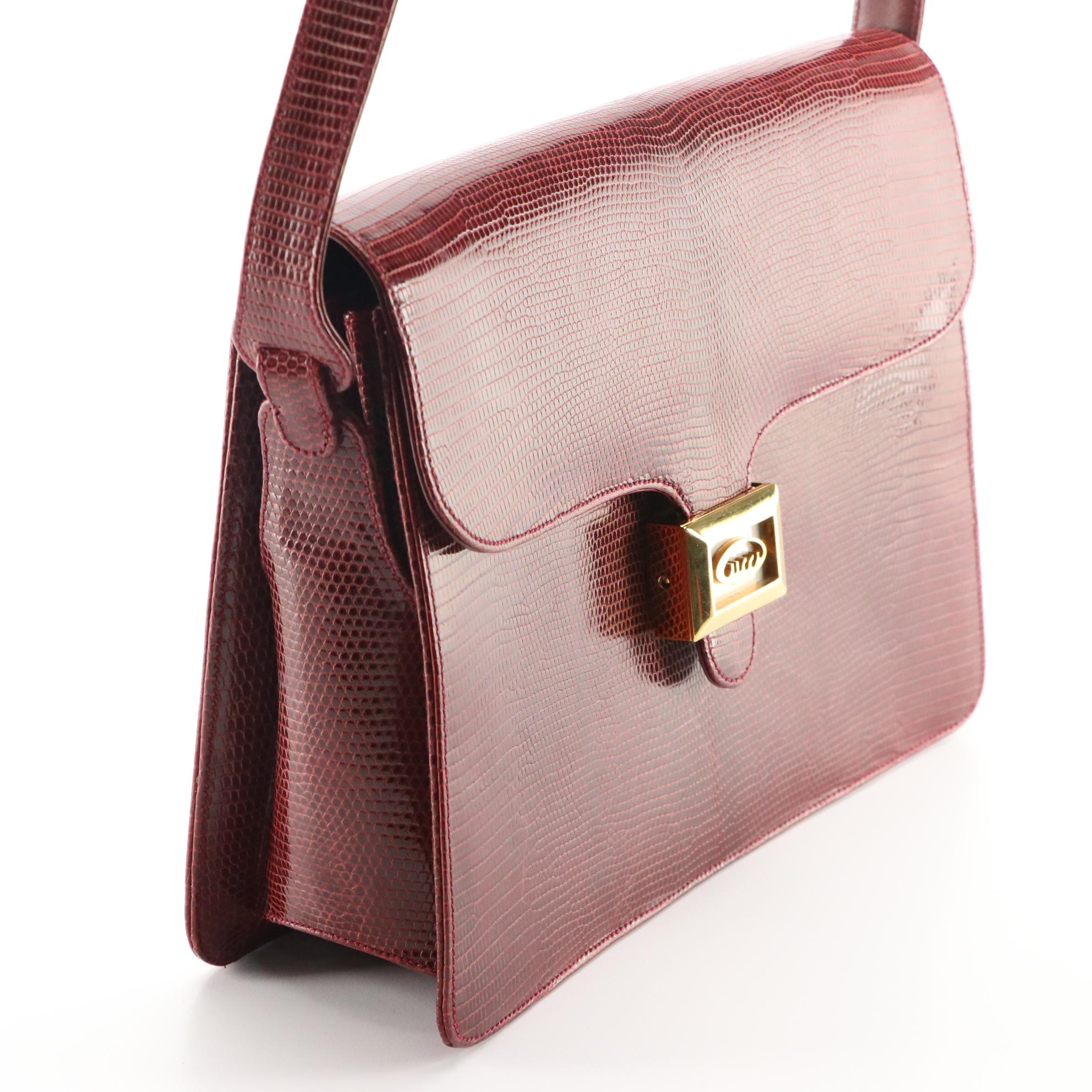 Gucci Flap Front Shoulder Bag, 6-Key Holder, Wallet, and Memo Pad in Lizard Skin