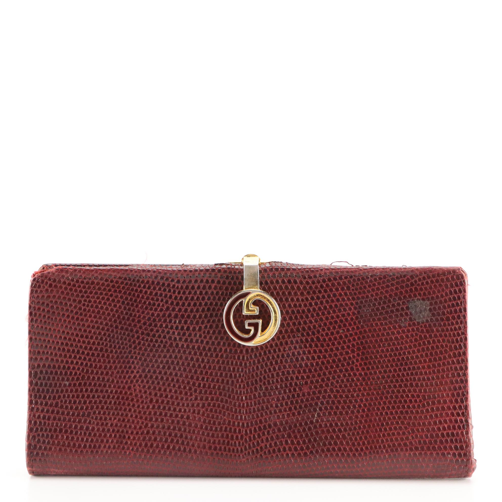Gucci Flap Front Shoulder Bag, 6-Key Holder, Wallet, and Memo Pad in Lizard Skin