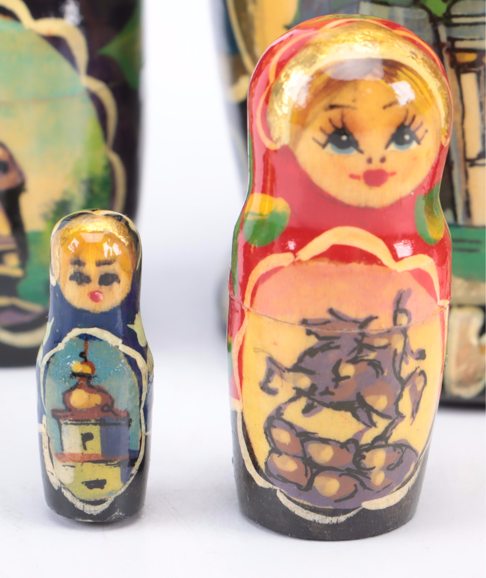 Russian Handcrafted Polychrome Wood Matryoshka Dolls