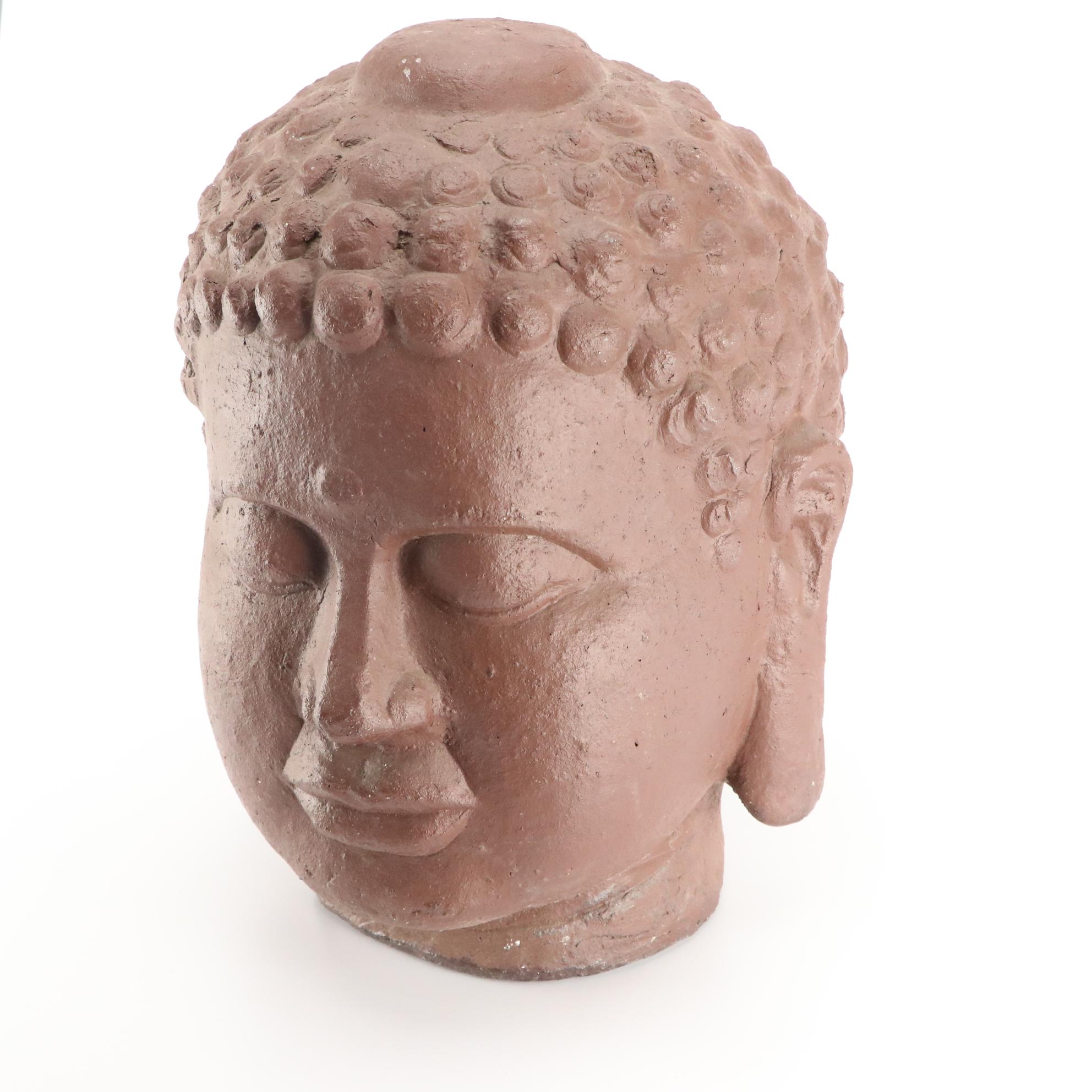 Southeast Asian-Inspired Concrete Buddha Head