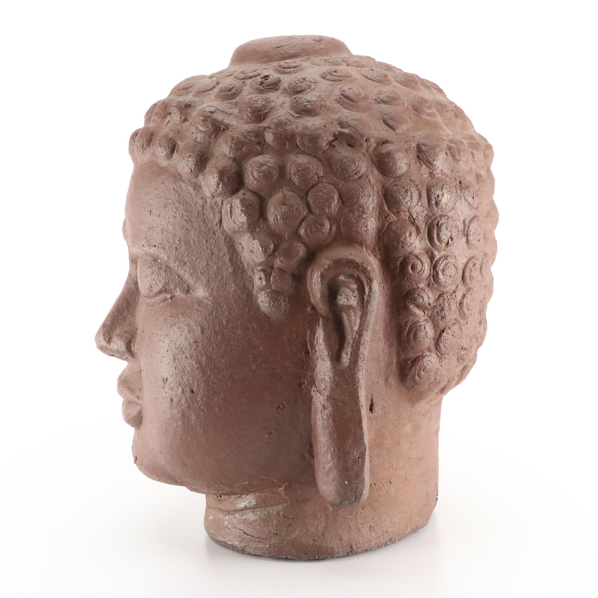 Southeast Asian-Inspired Concrete Buddha Head