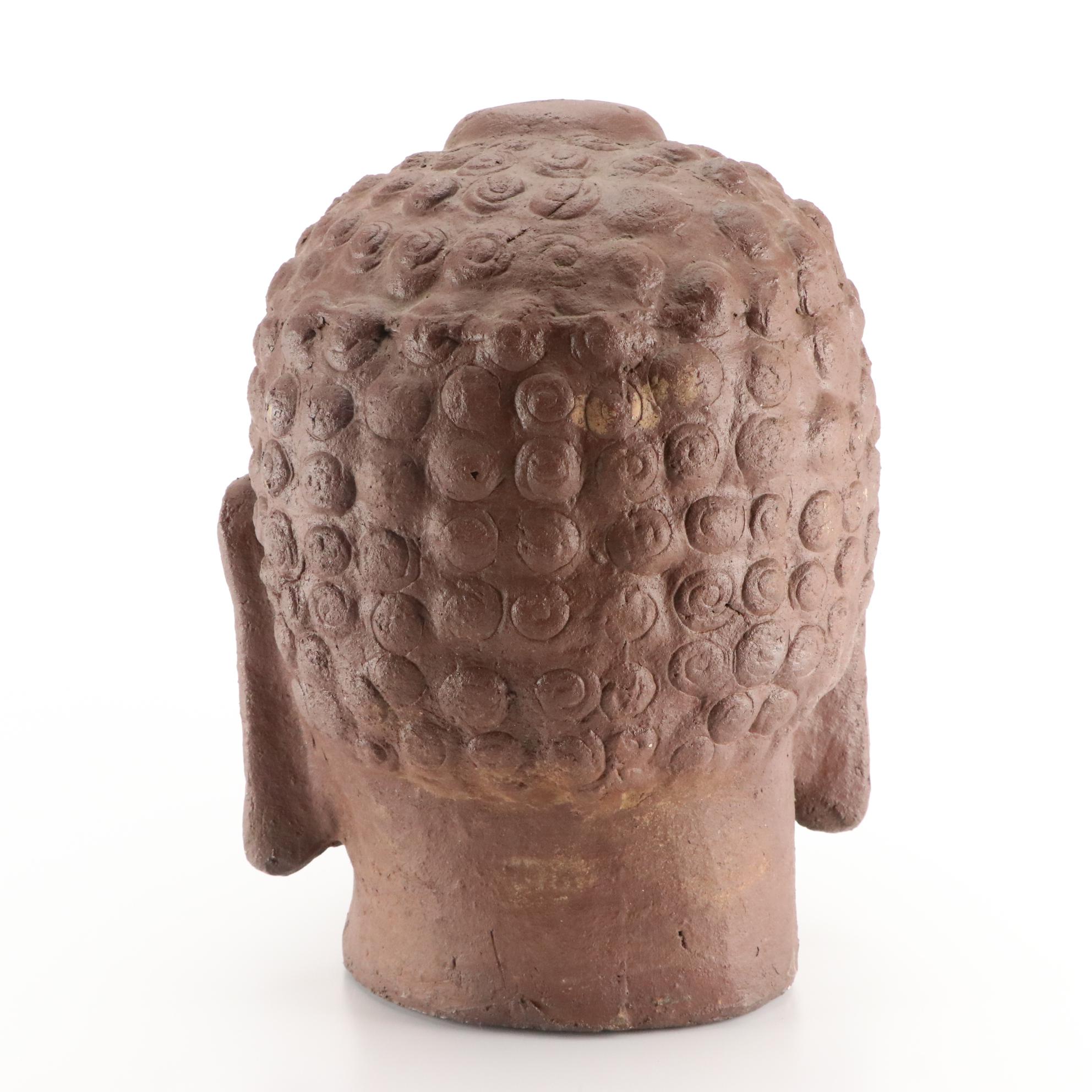 Southeast Asian-Inspired Concrete Buddha Head