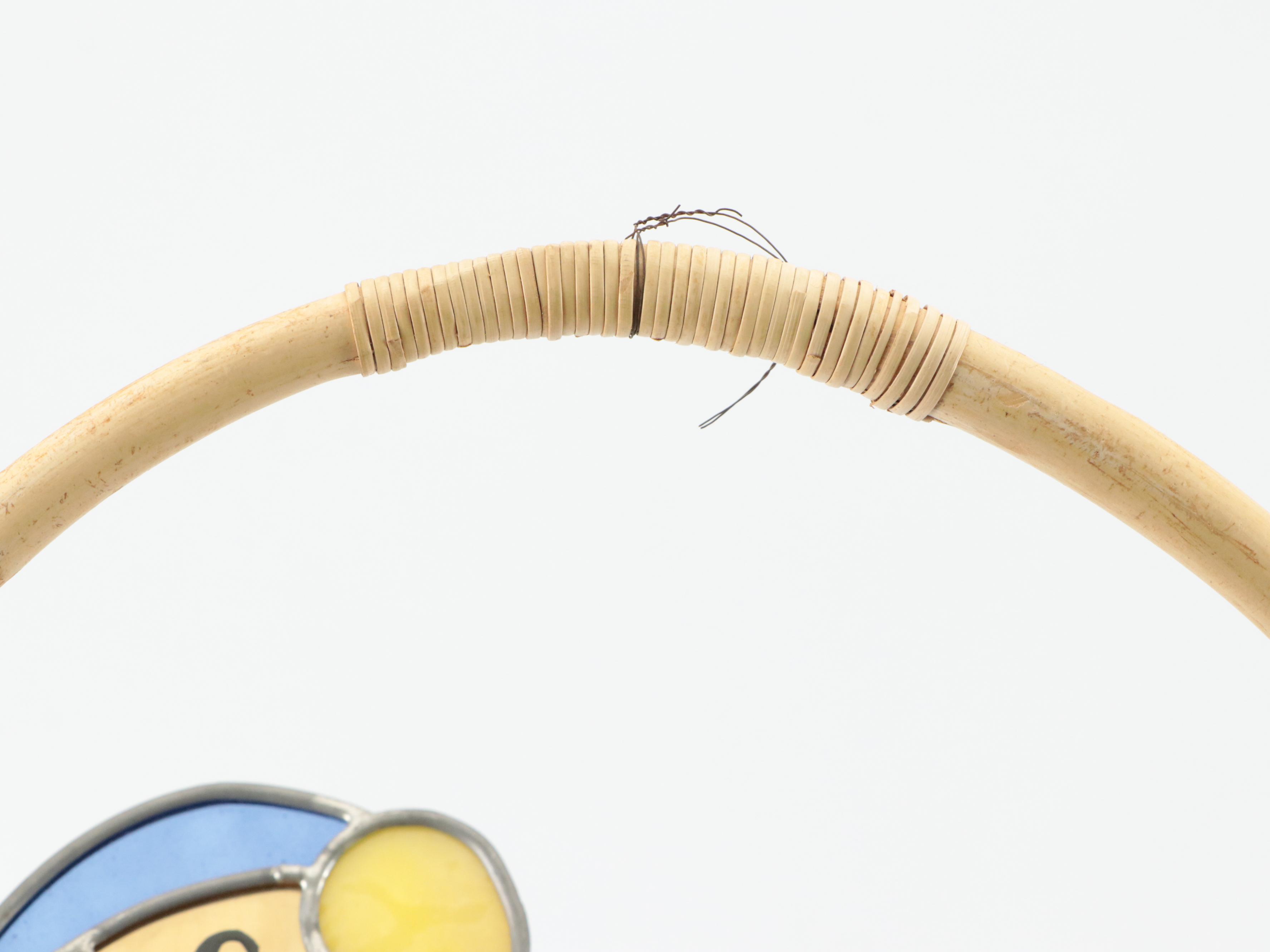 Stained Glass Turning Parrot on Bamboo Perch Suncatcher