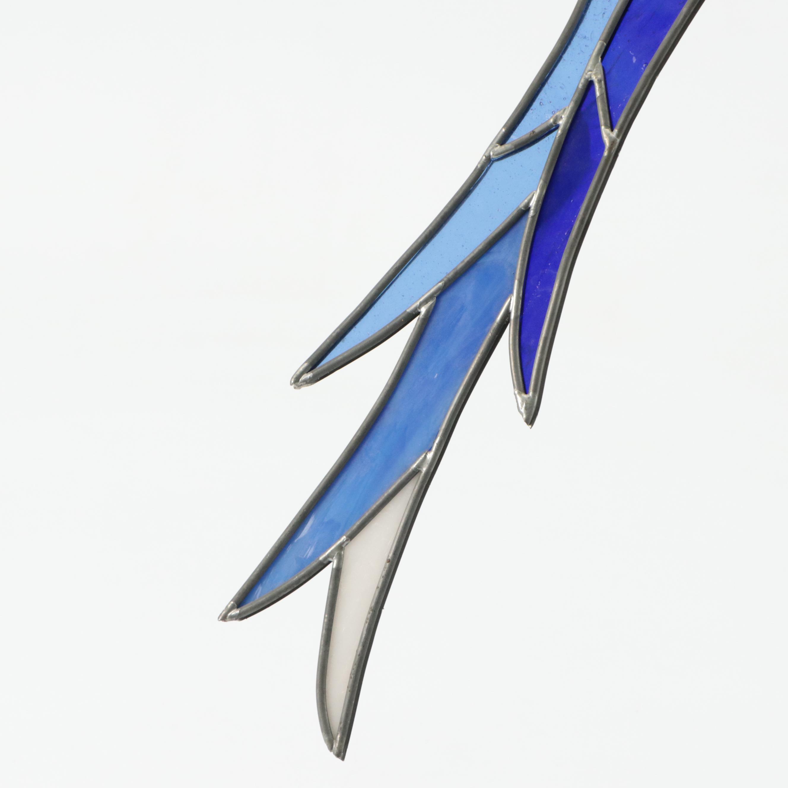 Stained Glass Turning Parrot on Bamboo Perch Suncatcher