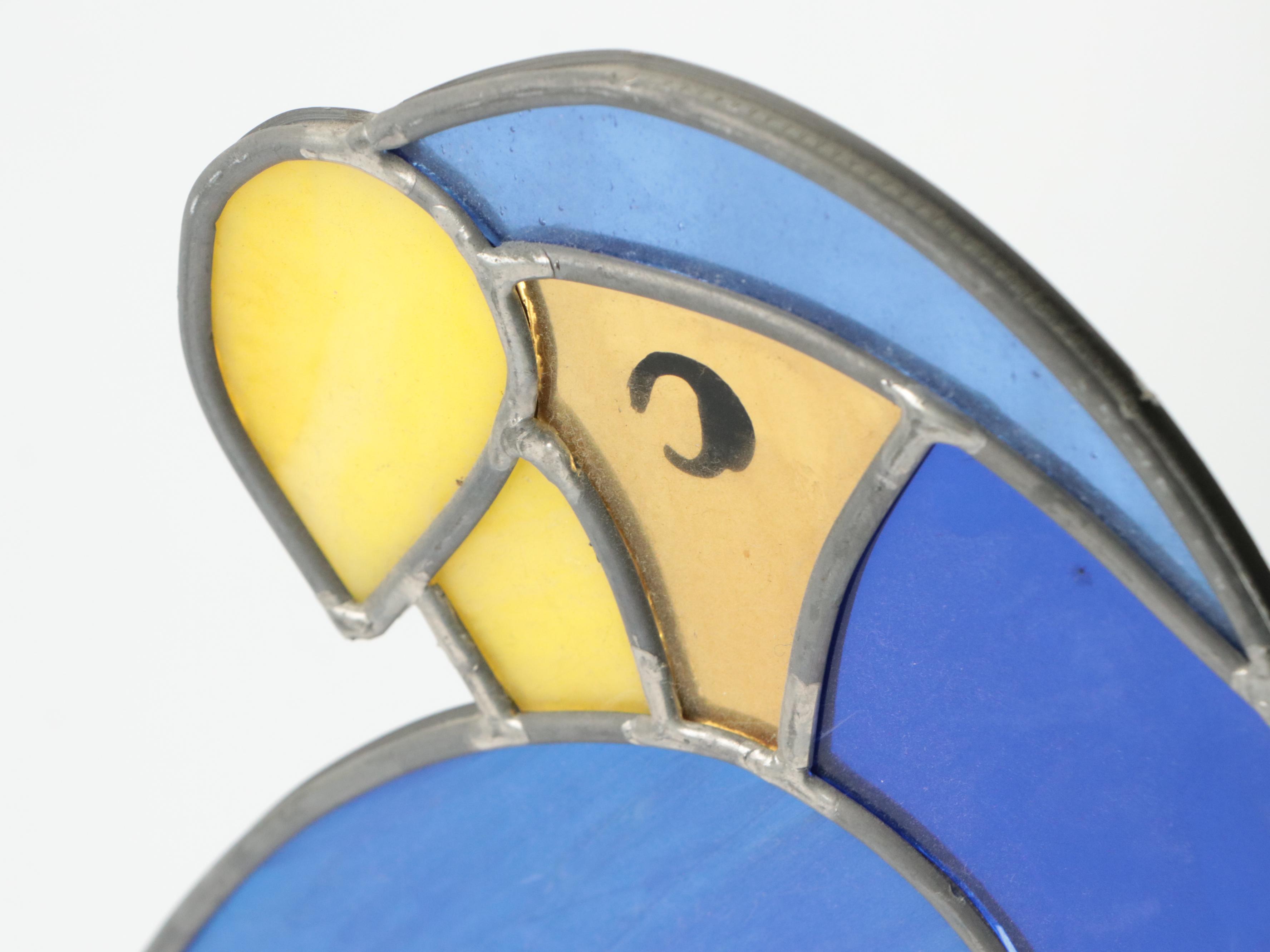 Stained Glass Turning Parrot on Bamboo Perch Suncatcher