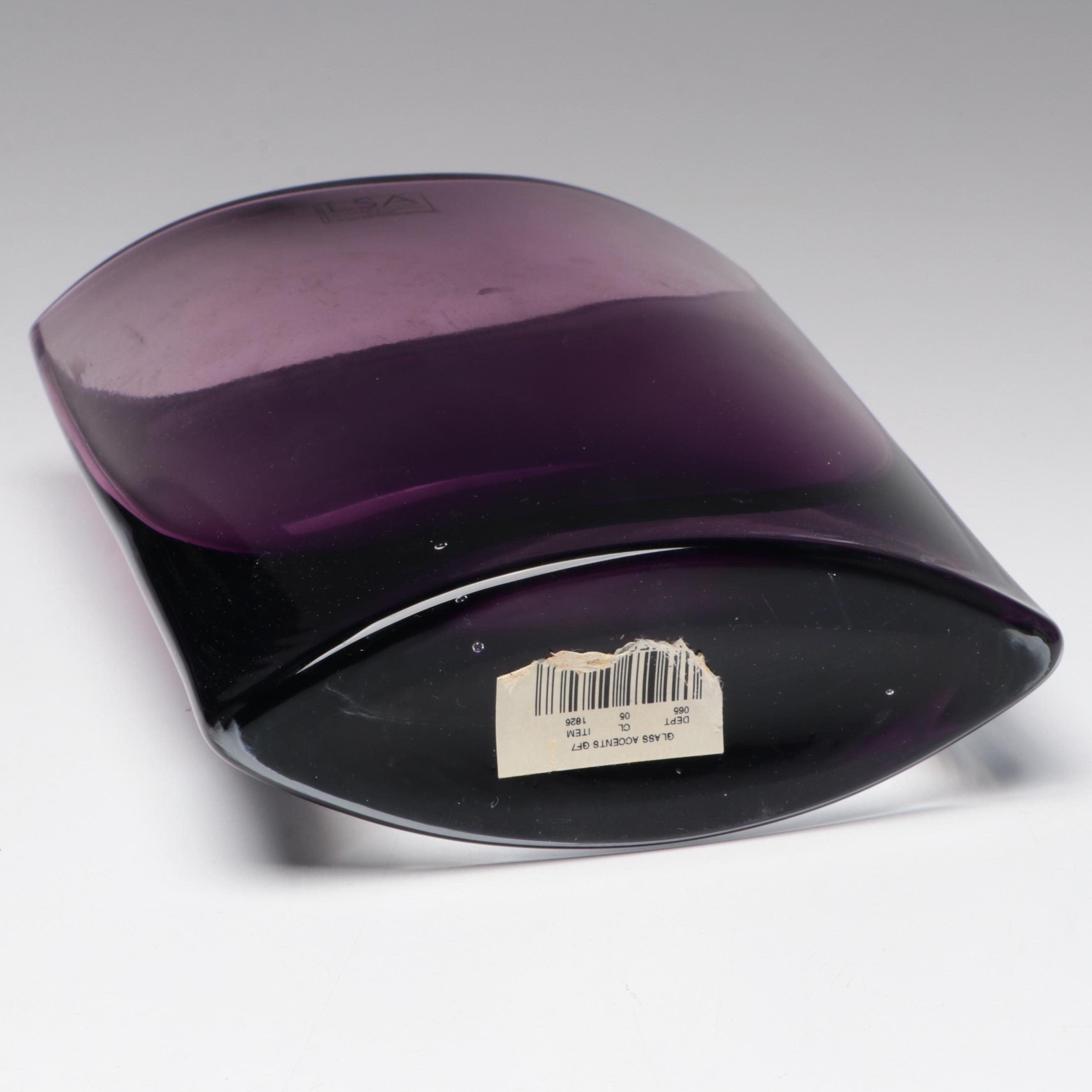 Poland LSA Blown Amethyst Art Glass Vase With Face Vase & Campi Style Vase