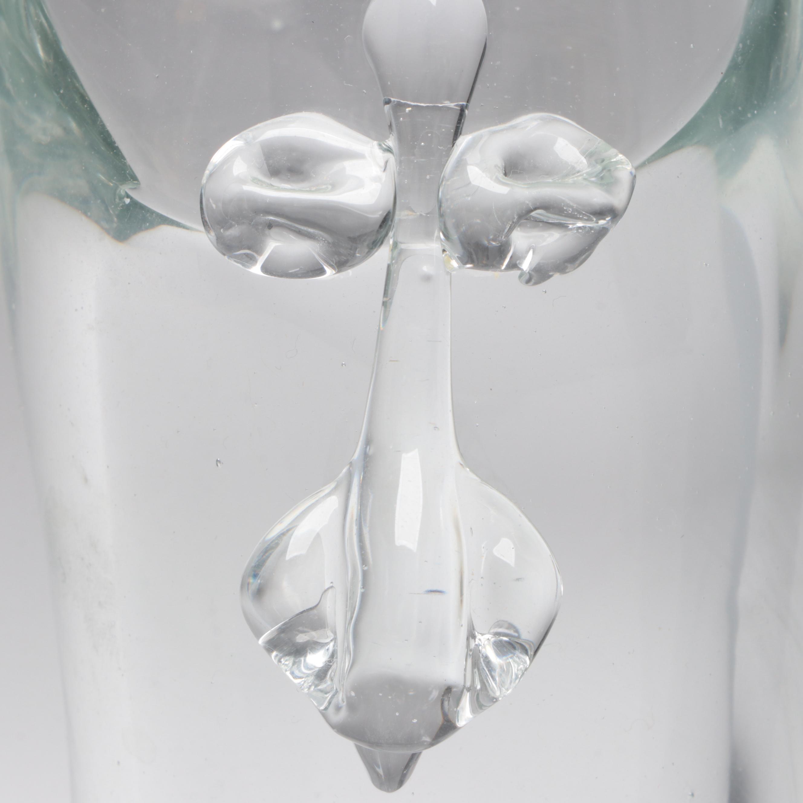 Poland LSA Blown Amethyst Art Glass Vase With Face Vase & Campi Style Vase