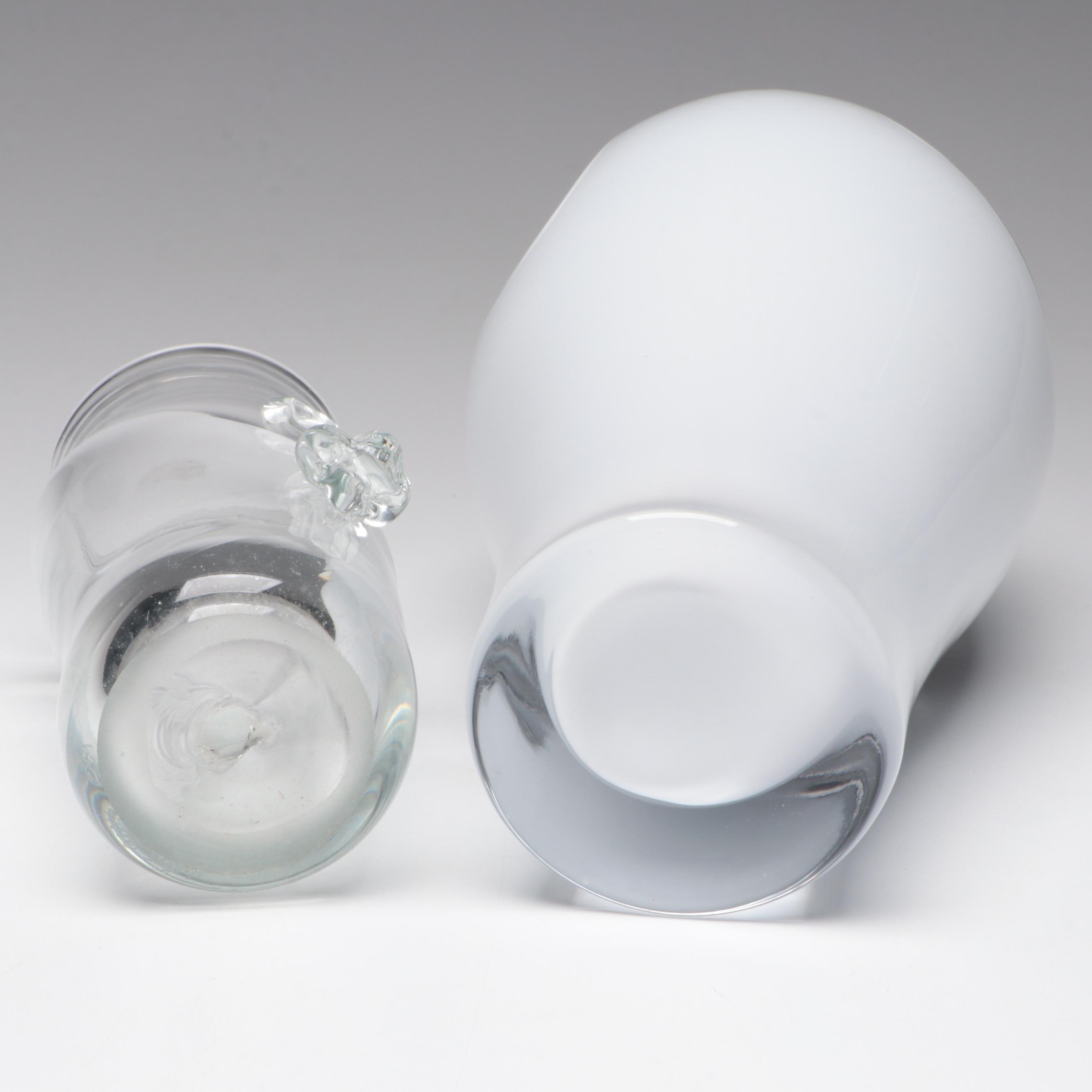 Poland LSA Blown Amethyst Art Glass Vase With Face Vase & Campi Style Vase