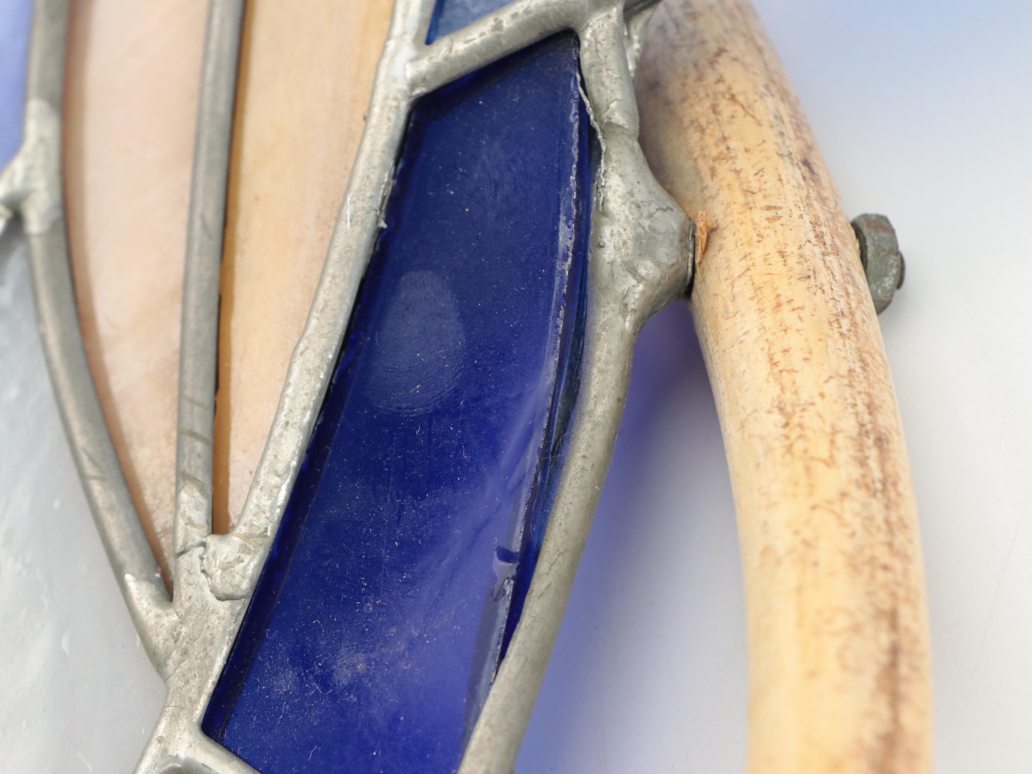 Stained Glass Turning Parrot on Bamboo Perch Suncatcher