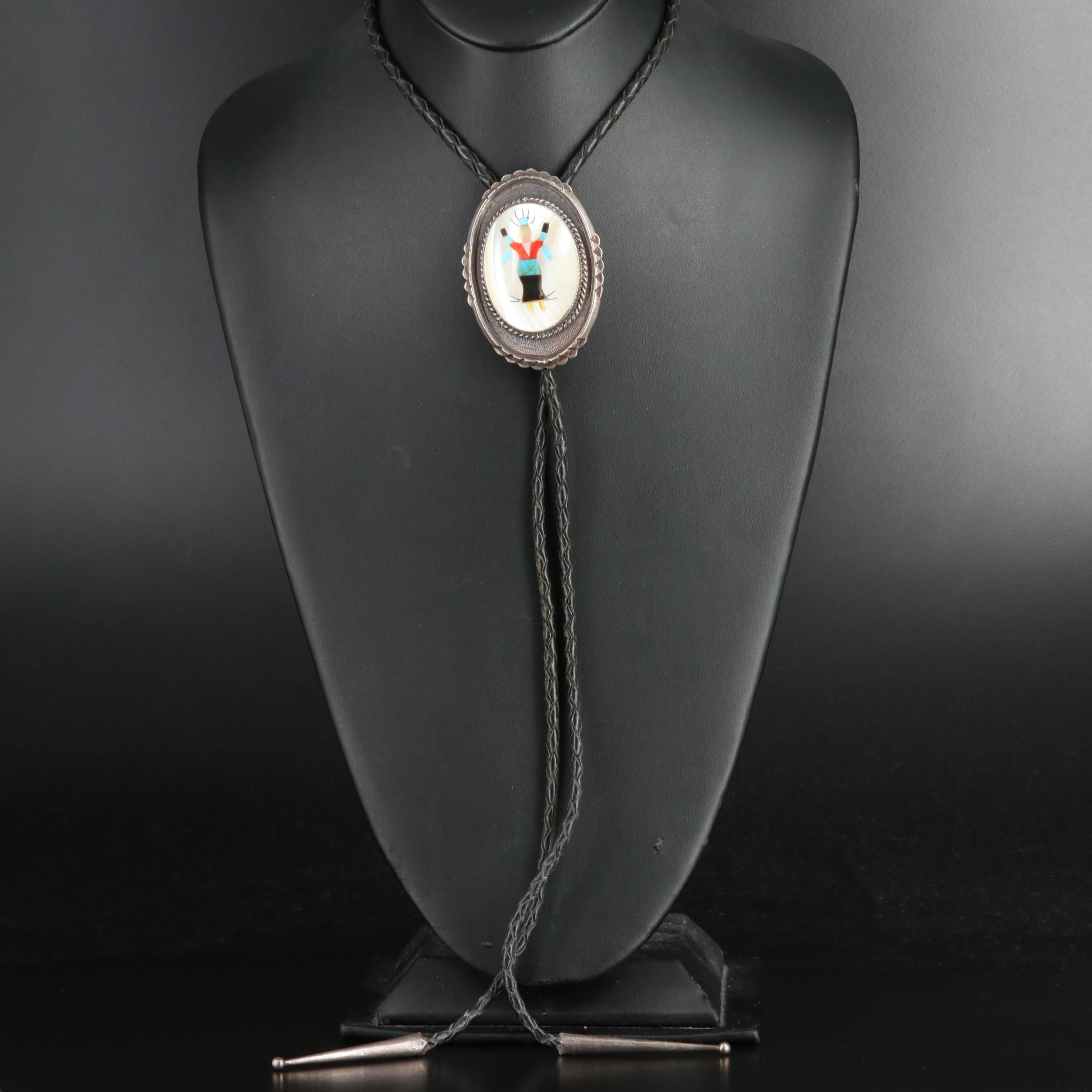 Southwestern Sterling Inlay Bolo Tie