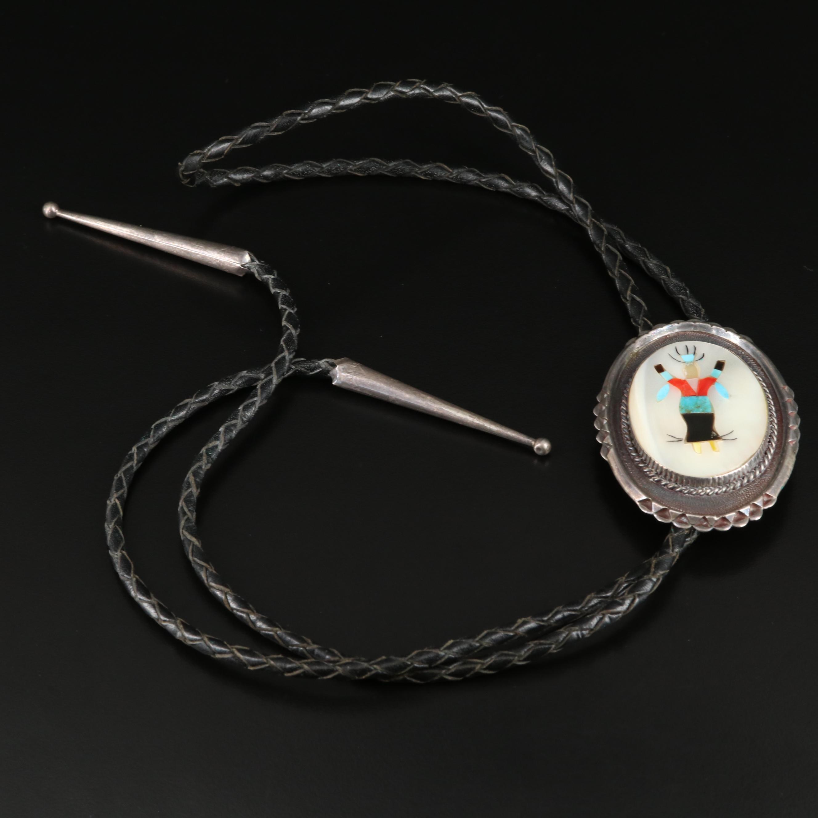 Southwestern Sterling Inlay Bolo Tie