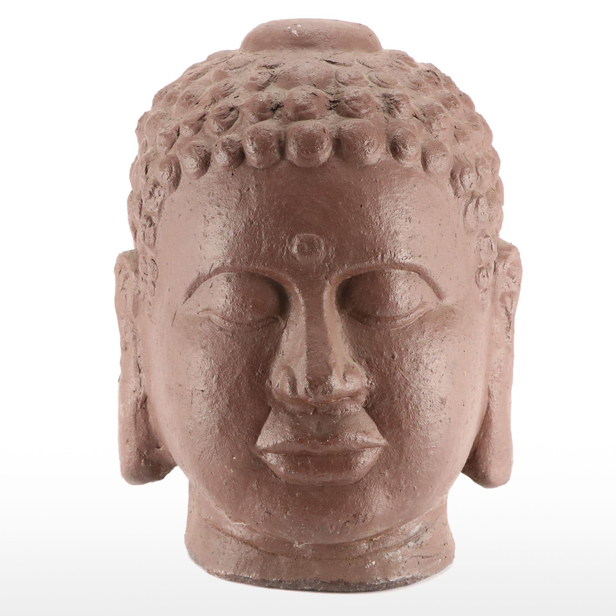 Southeast Asian-Inspired Concrete Buddha Head