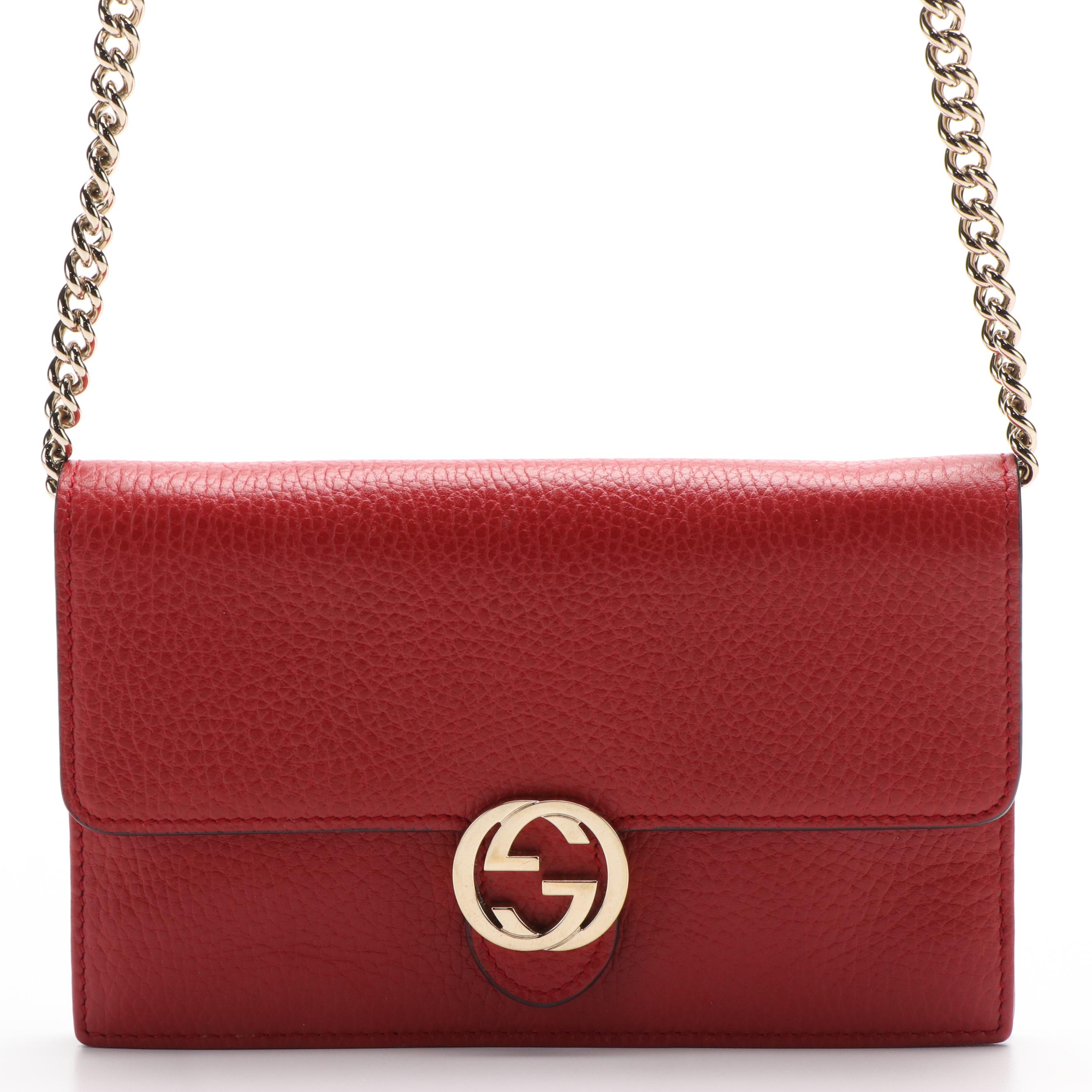 Gucci Interlocking GG Red Leather Convertible Shoulder Bag
