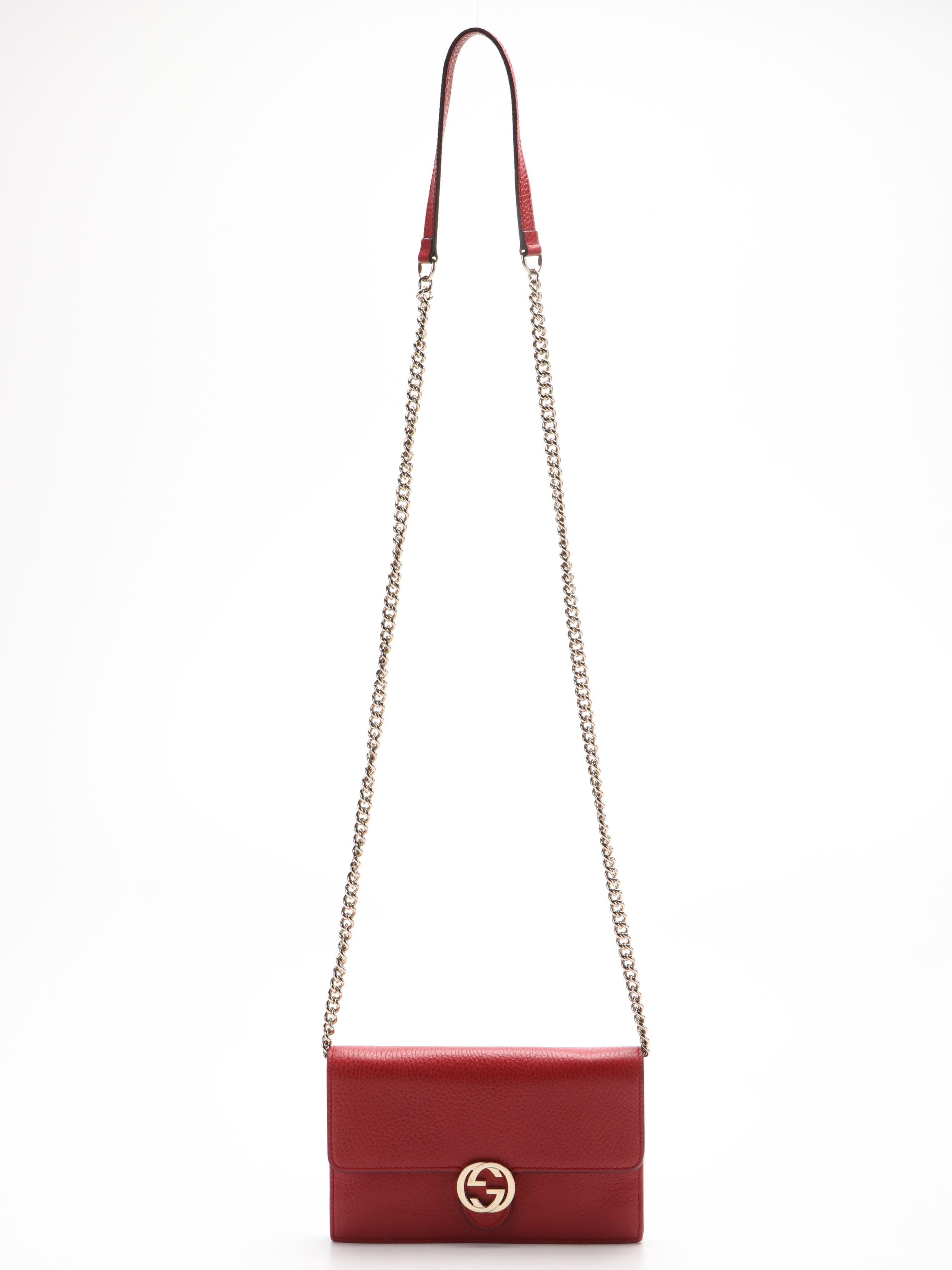 Gucci Interlocking GG Red Leather Convertible Shoulder Bag