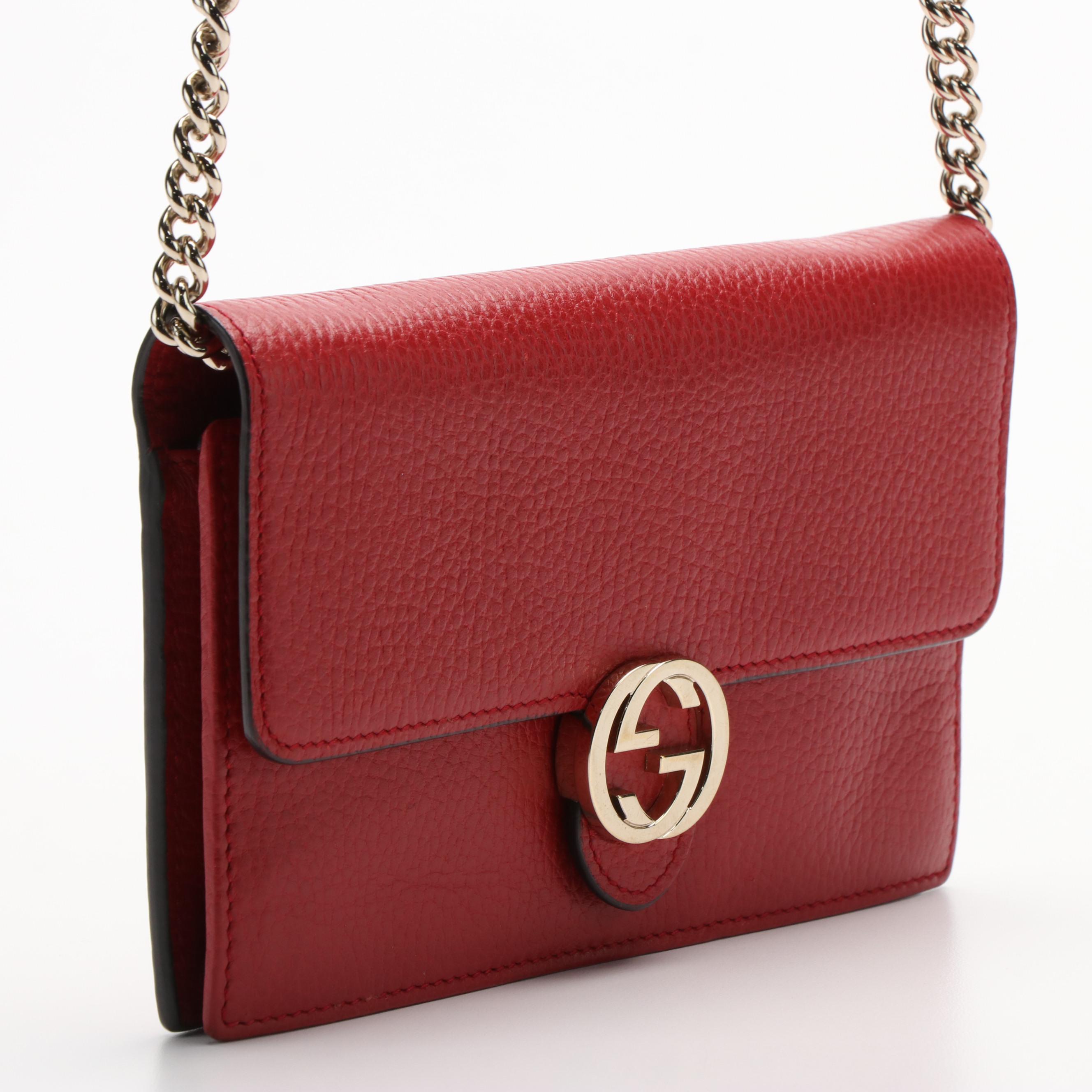 Gucci Interlocking GG Red Leather Convertible Shoulder Bag