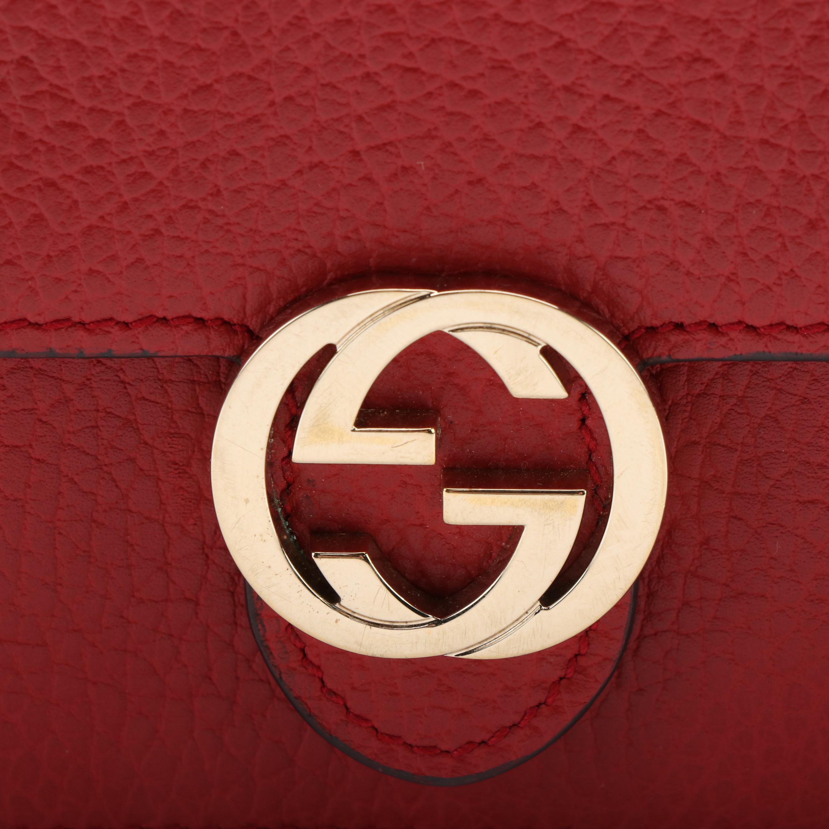 Gucci Interlocking GG Red Leather Convertible Shoulder Bag