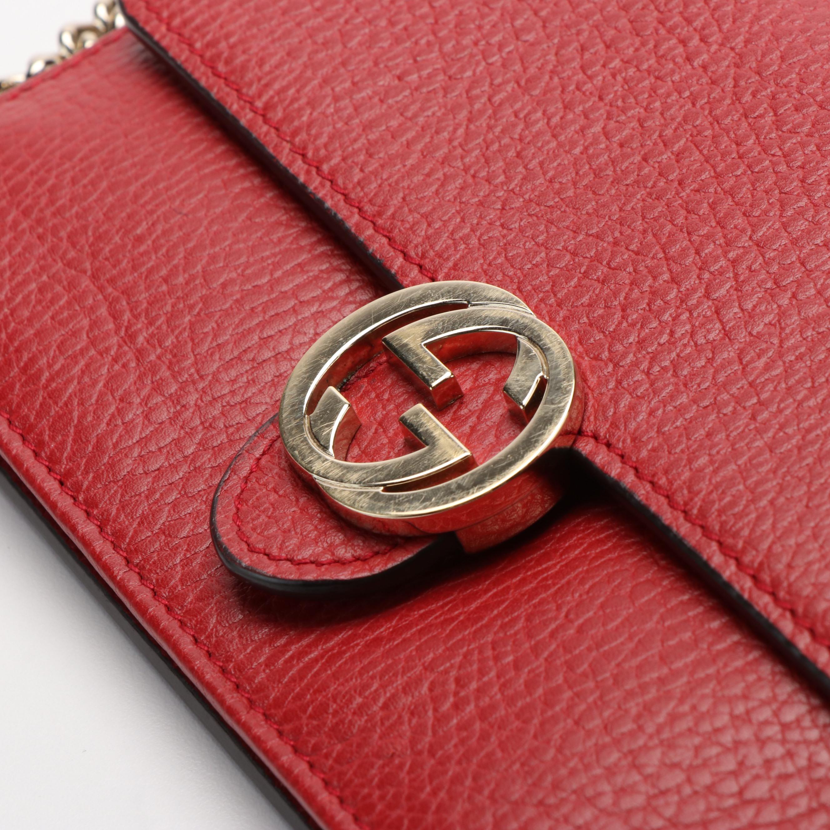 Gucci Interlocking GG Red Leather Convertible Shoulder Bag