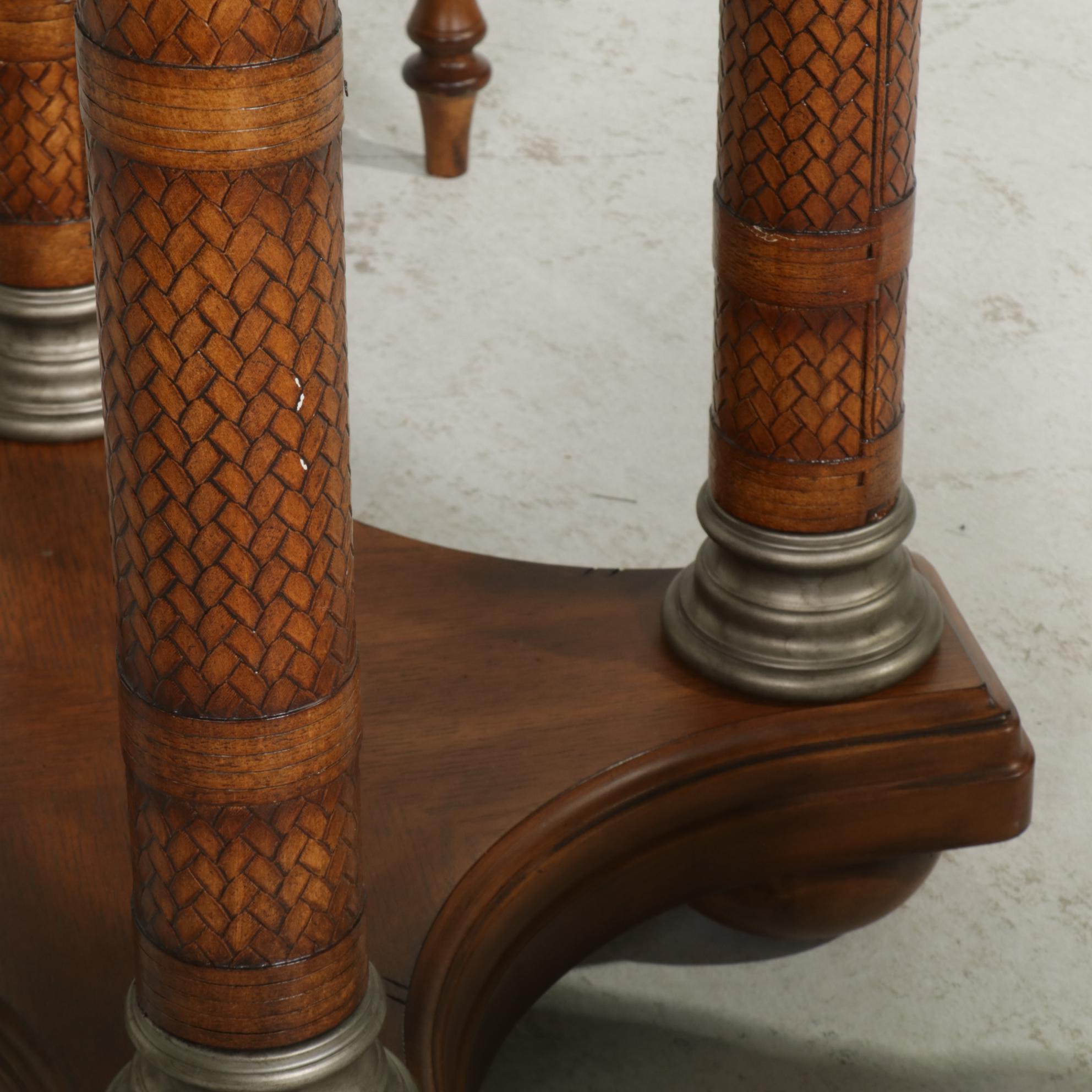 Ashley Furniture Glass Top Table with Hardwood and Woven Side Chairs