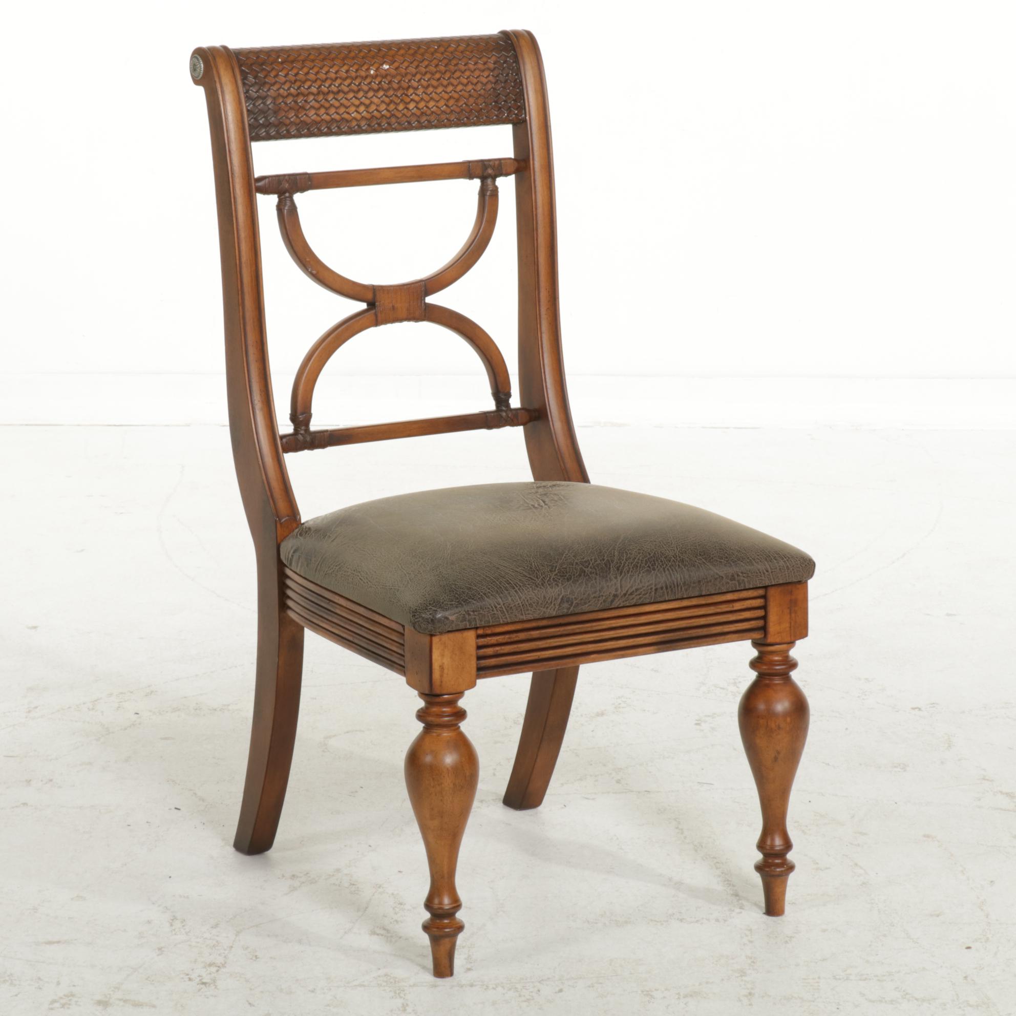 Ashley Furniture Glass Top Table with Hardwood and Woven Side Chairs