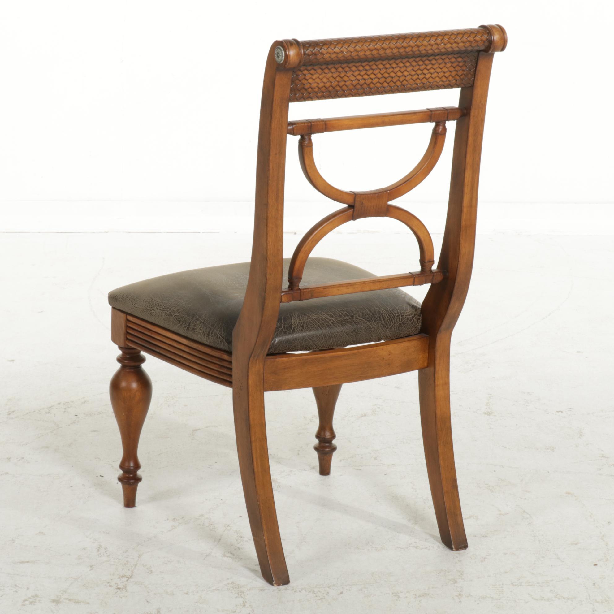 Ashley Furniture Glass Top Table with Hardwood and Woven Side Chairs