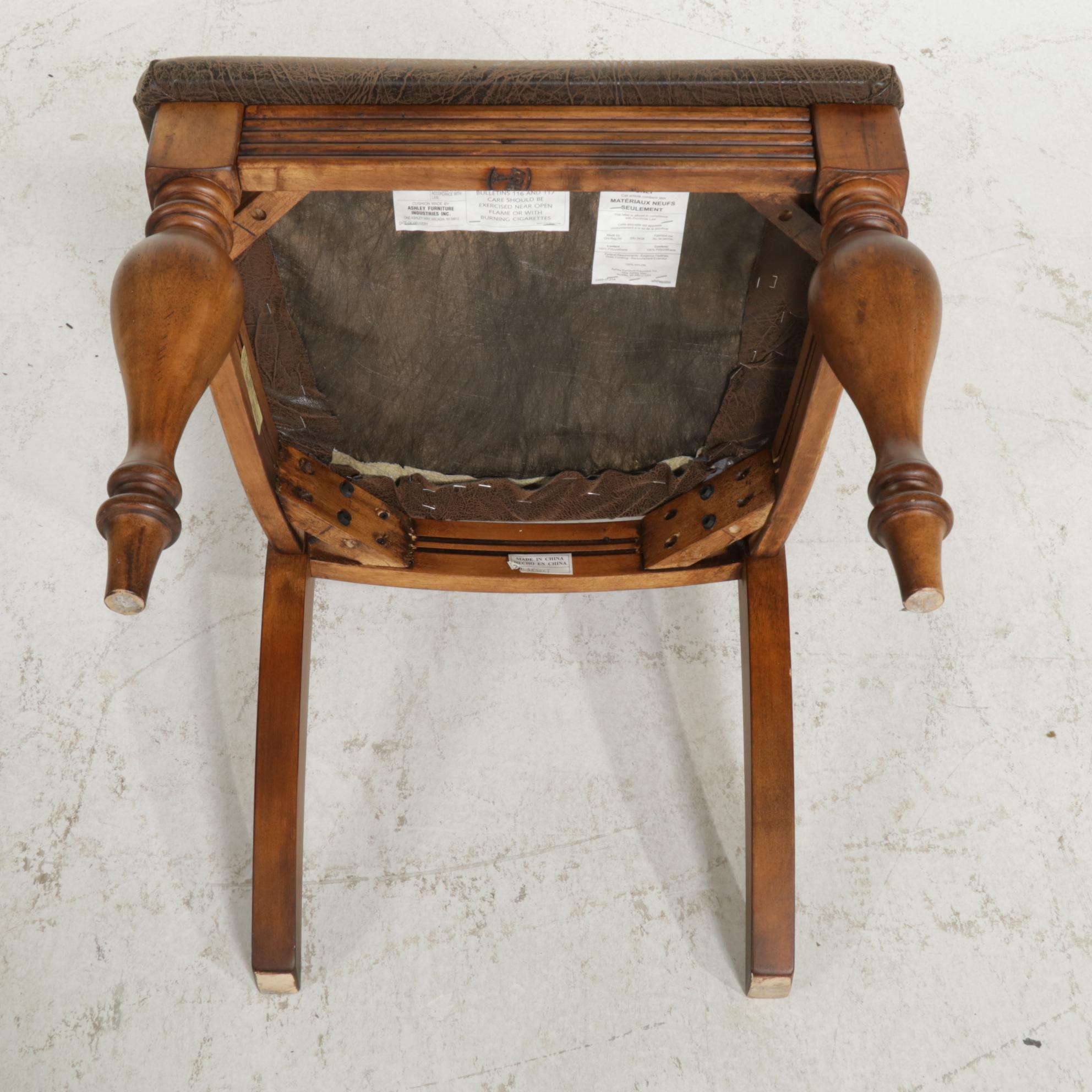 Ashley Furniture Glass Top Table with Hardwood and Woven Side Chairs