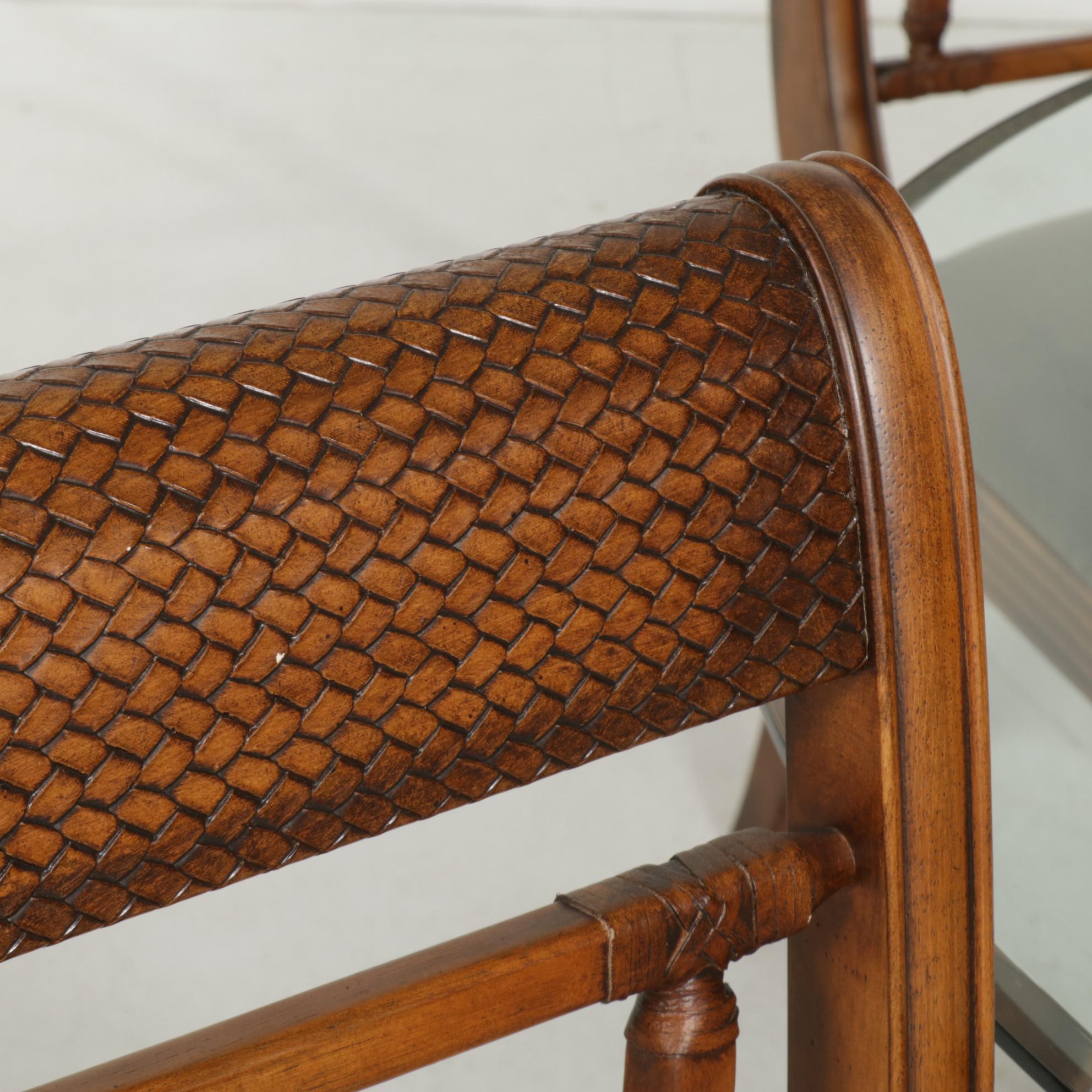 Ashley Furniture Glass Top Table with Hardwood and Woven Side Chairs