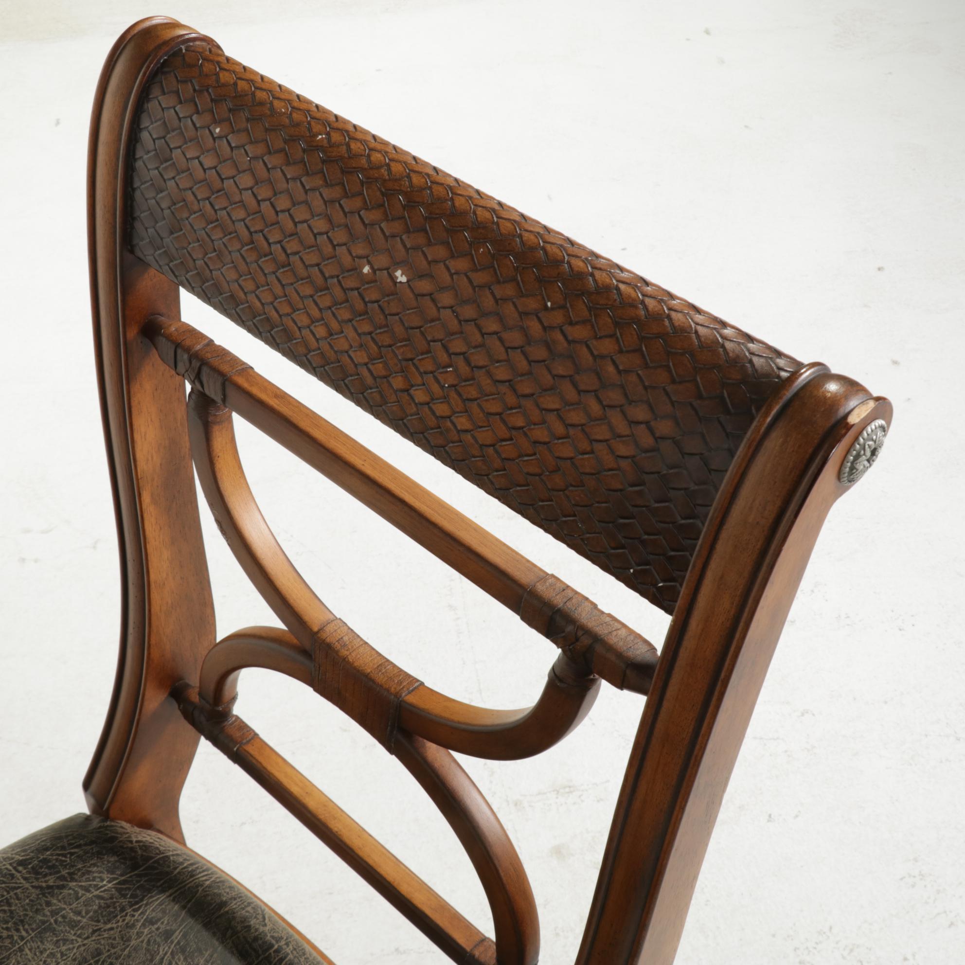 Ashley Furniture Glass Top Table with Hardwood and Woven Side Chairs