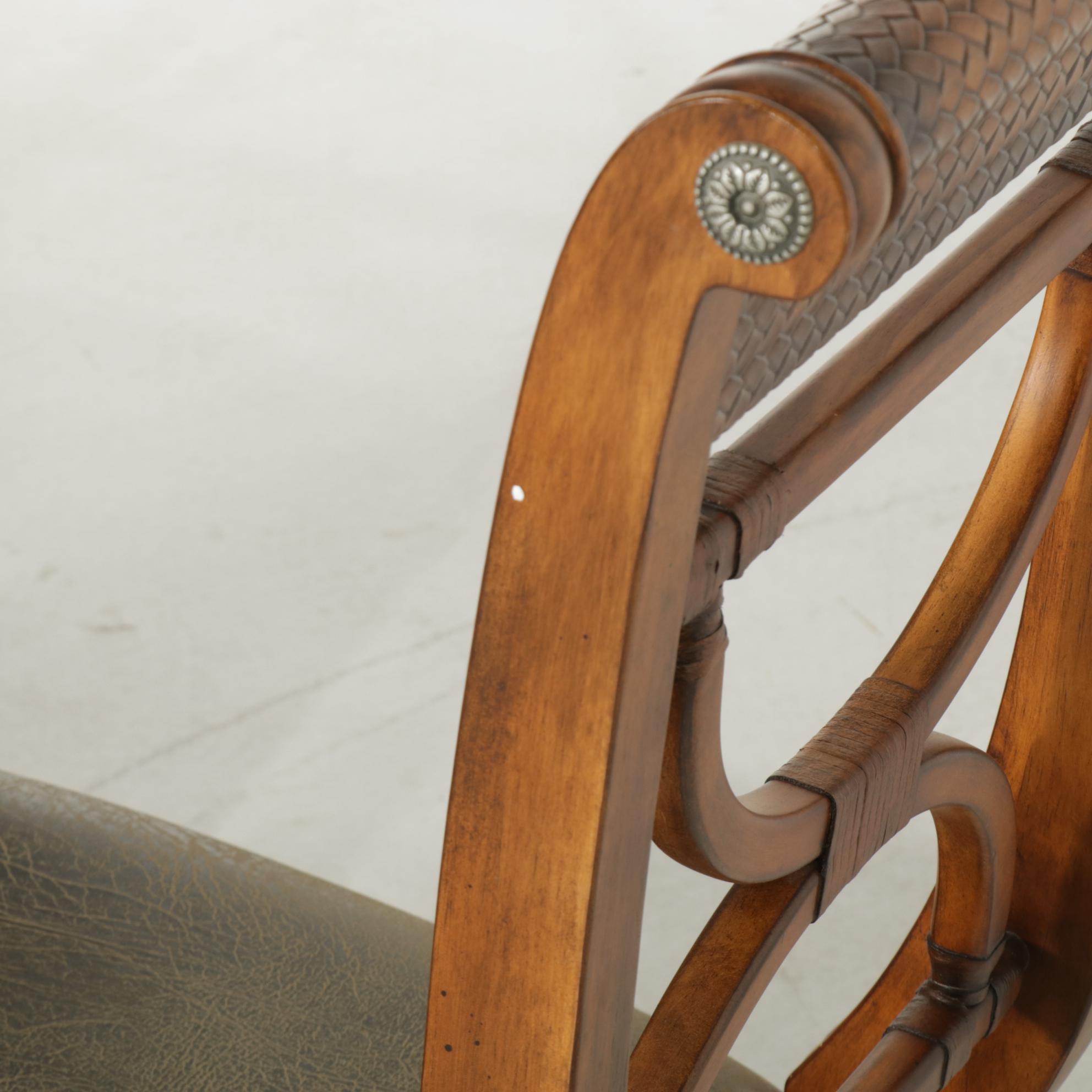Ashley Furniture Glass Top Table with Hardwood and Woven Side Chairs