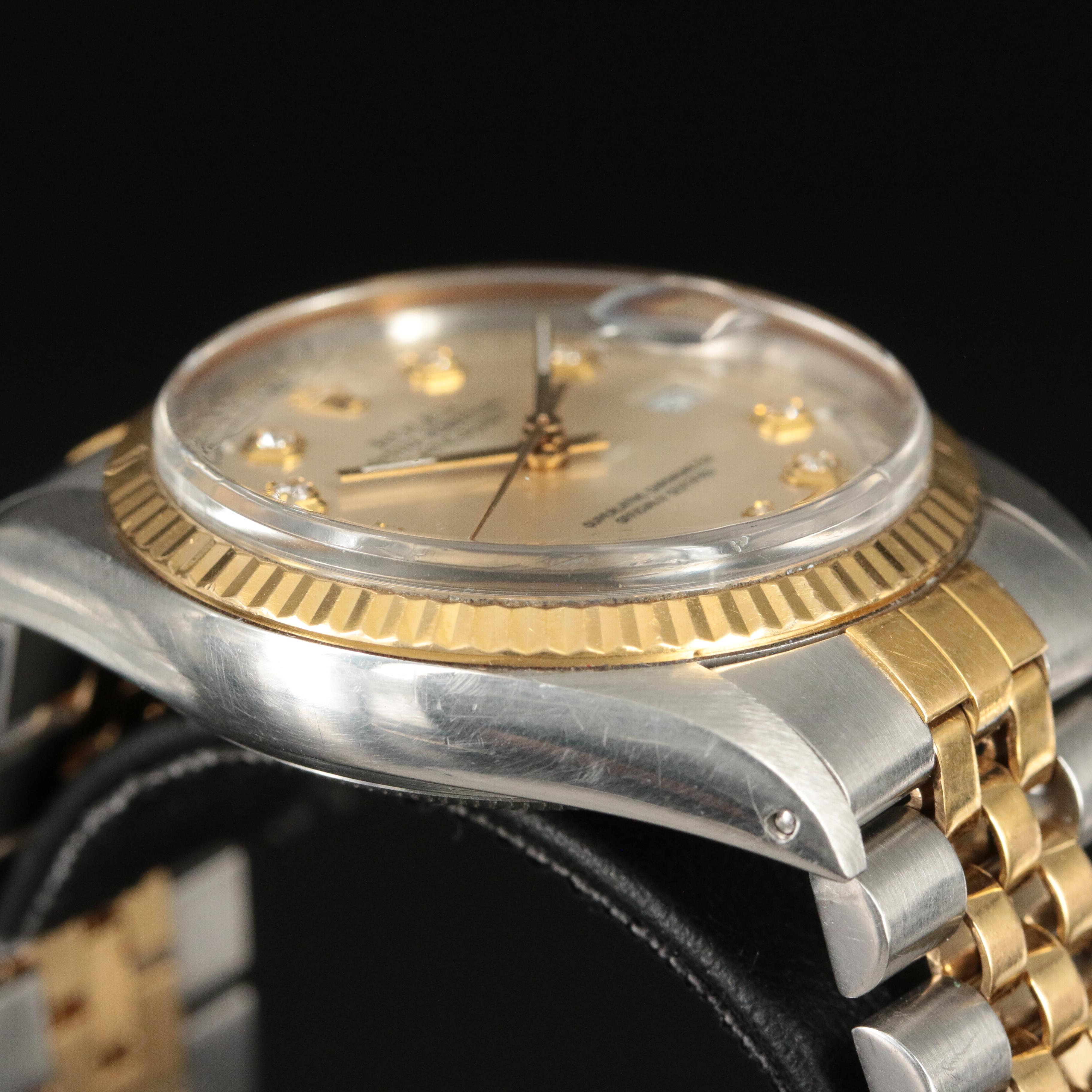 1986 Rolex Oyster Perpetual Custom Diamond Dial Datejust Watch