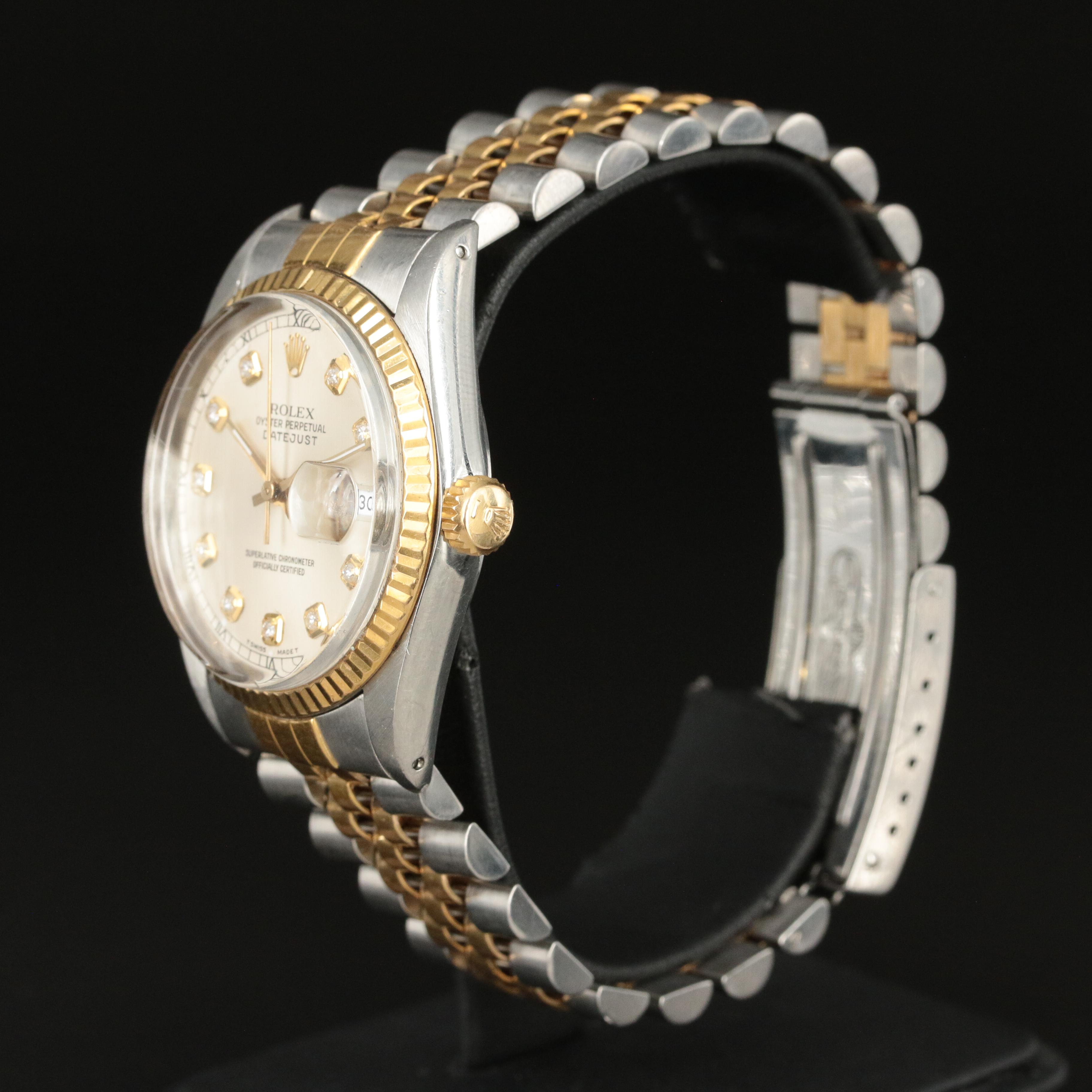 1986 Rolex Oyster Perpetual Custom Diamond Dial Datejust Watch