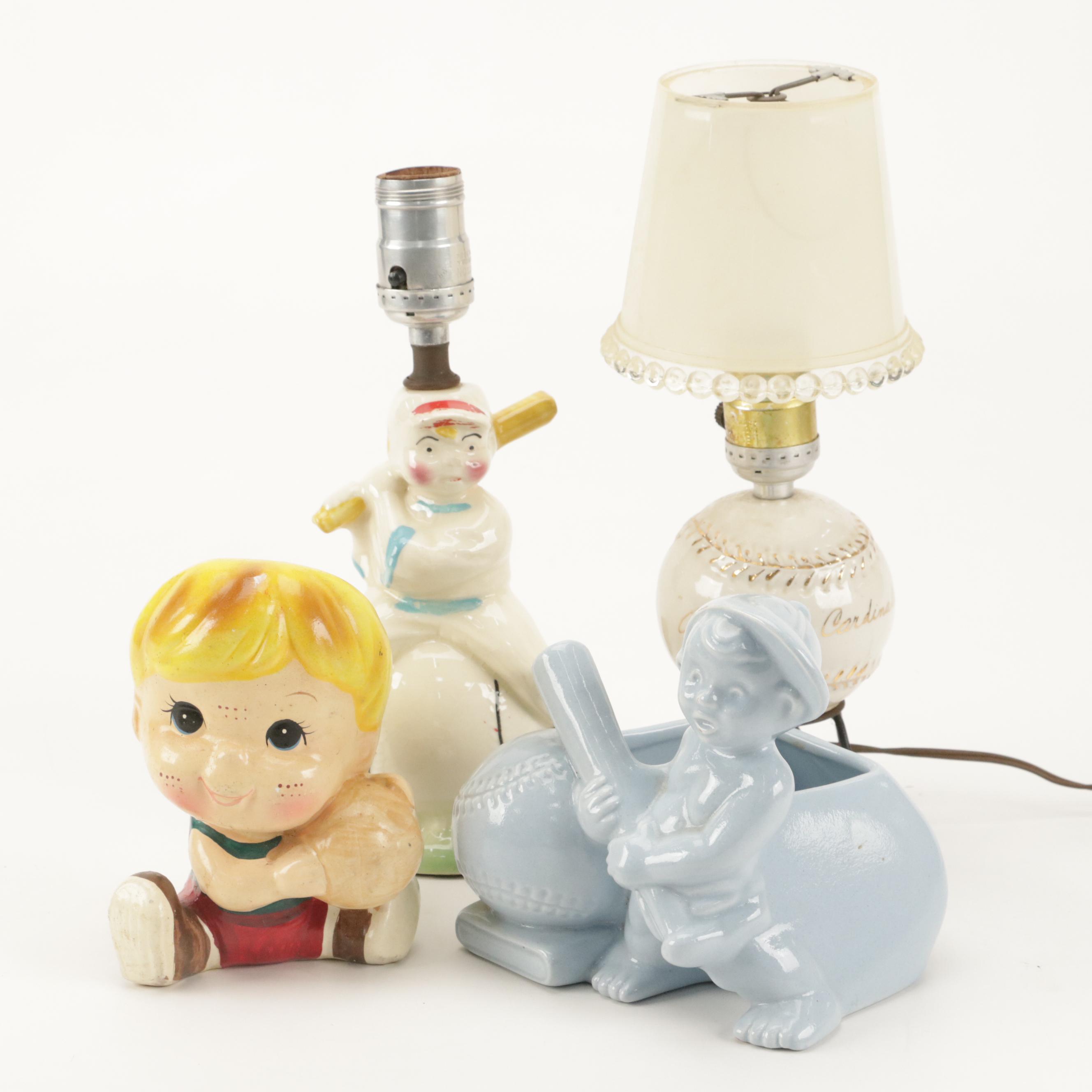 Haeger Pottery and Other Ceramic Planter and Table Lamps, Mid-20th Century