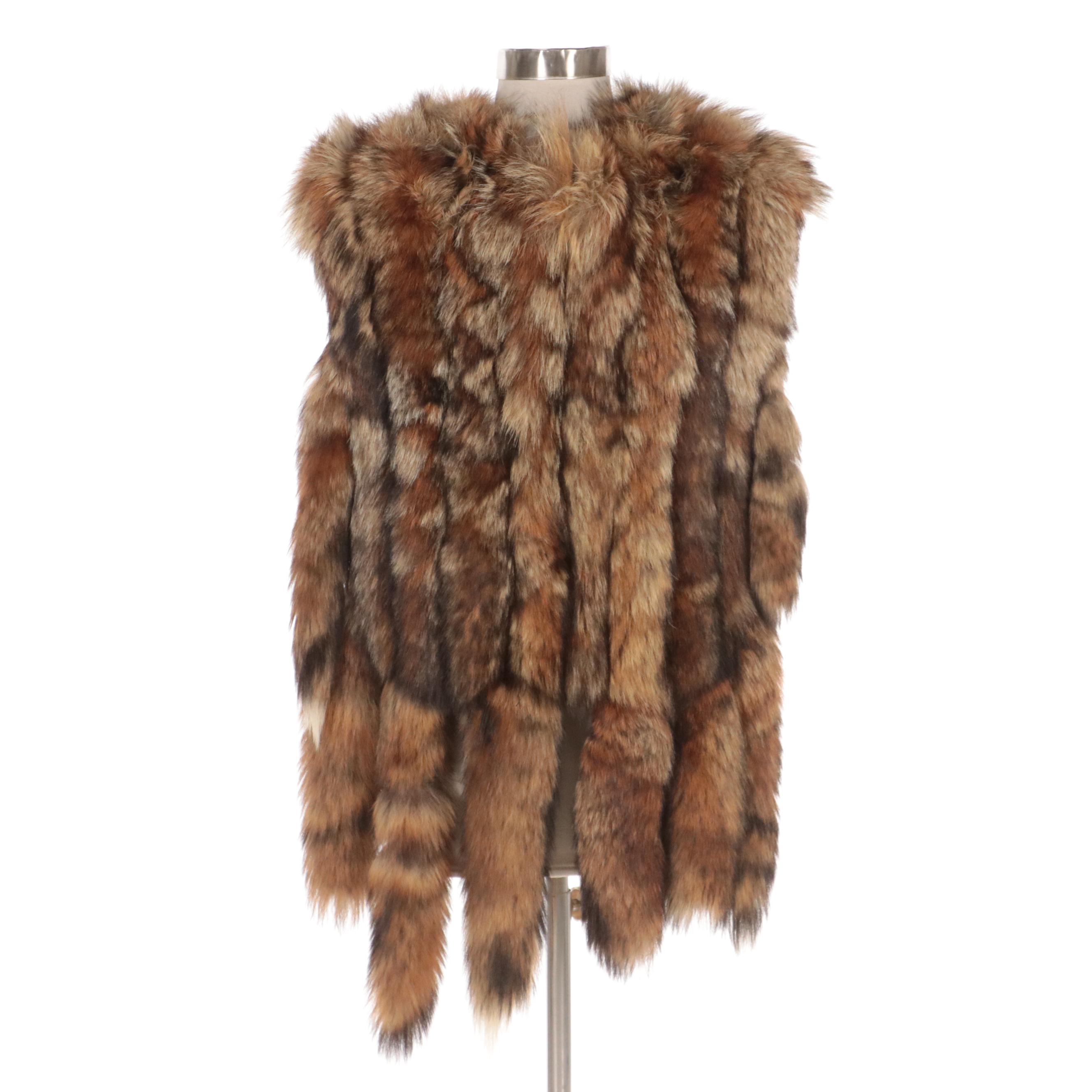 Corded Red Fox Fur Tail Open Side Vest