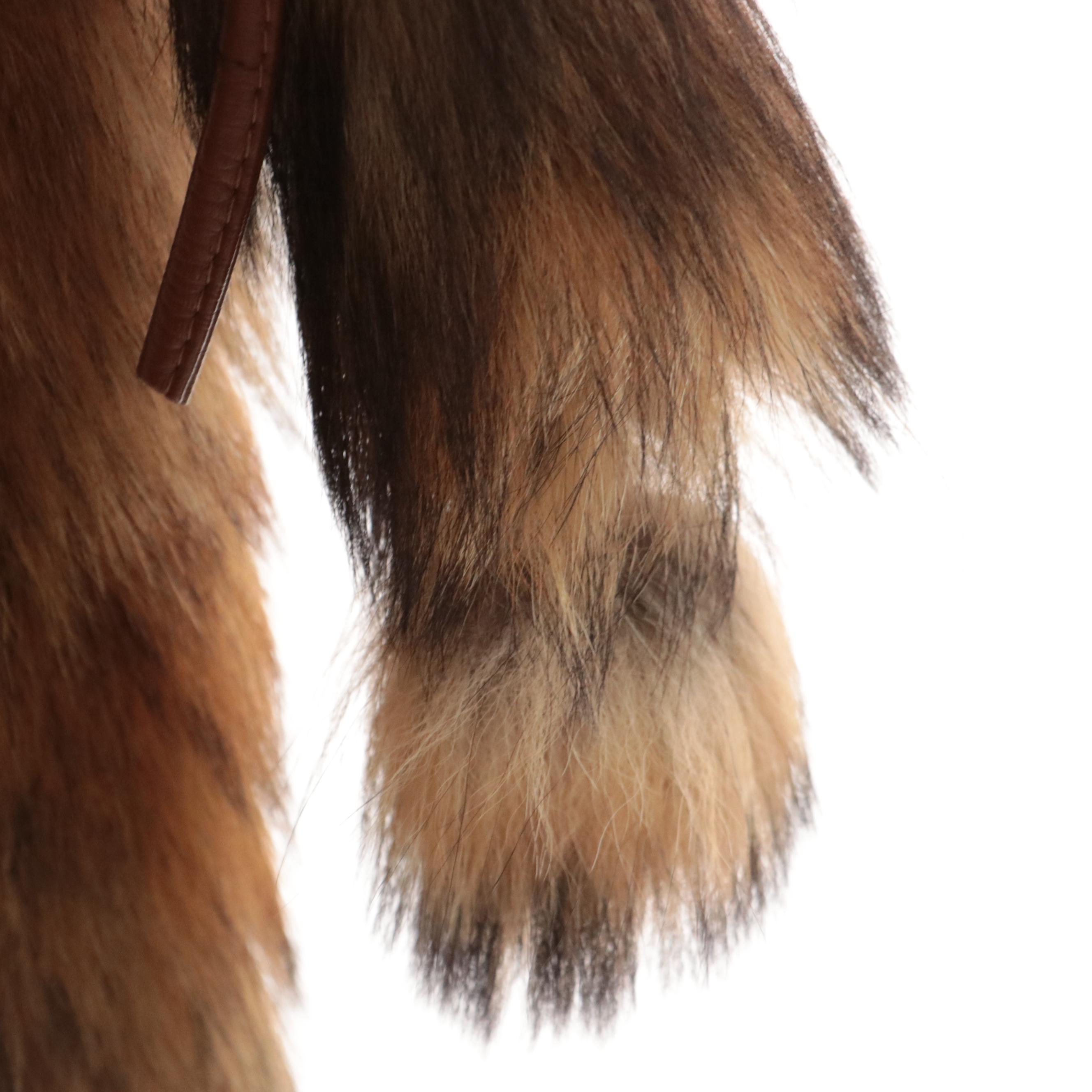 Corded Red Fox Fur Tail Open Side Vest