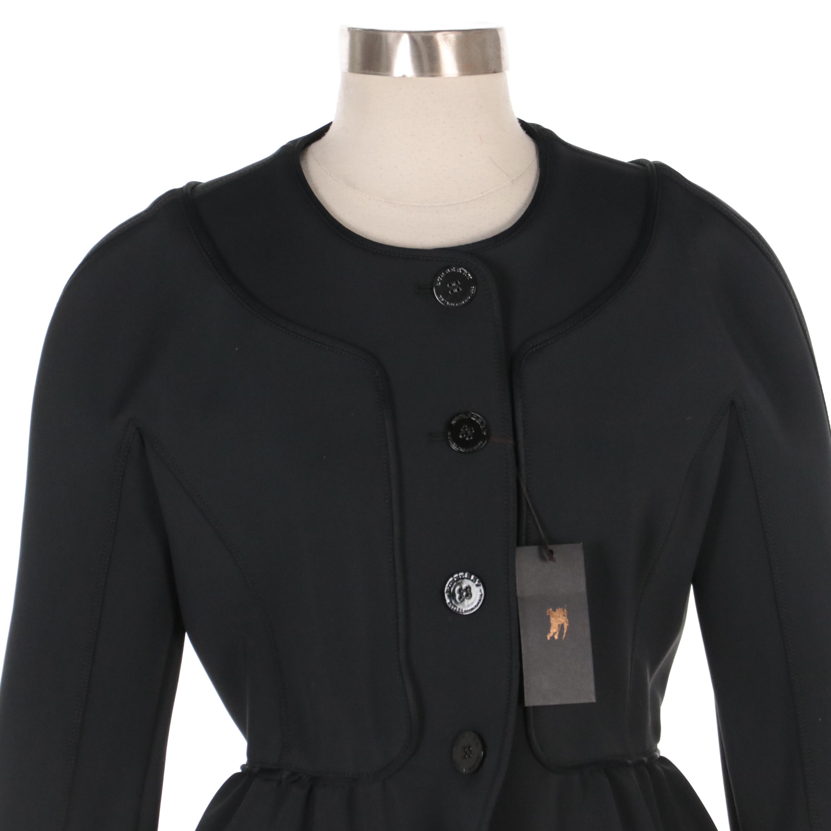 Burberry Black Button-Front Peplum Jacket, New with Tag