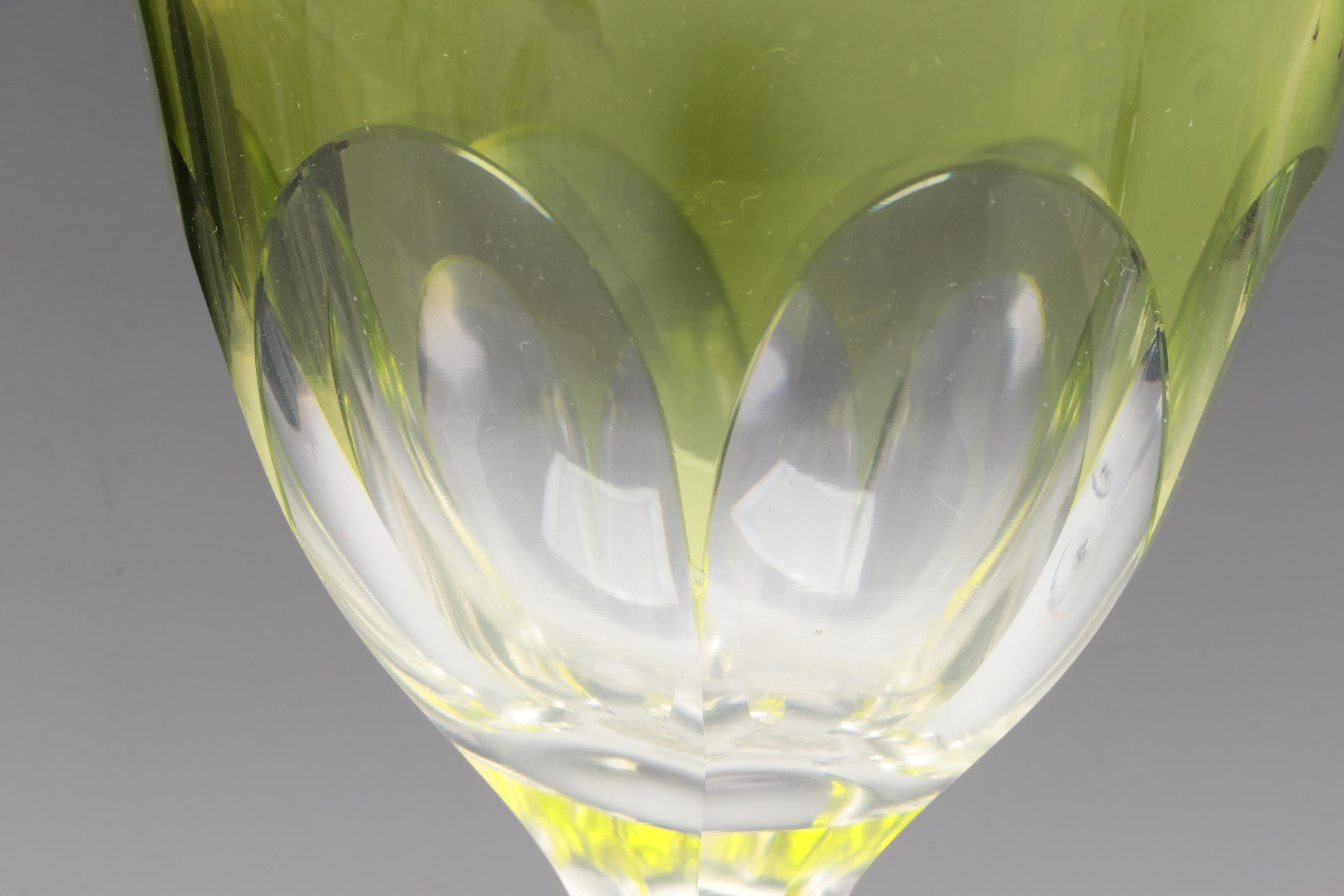 Baccarat and Val St. Lambert with Other Colored Cut to Clear Crystal Stemware