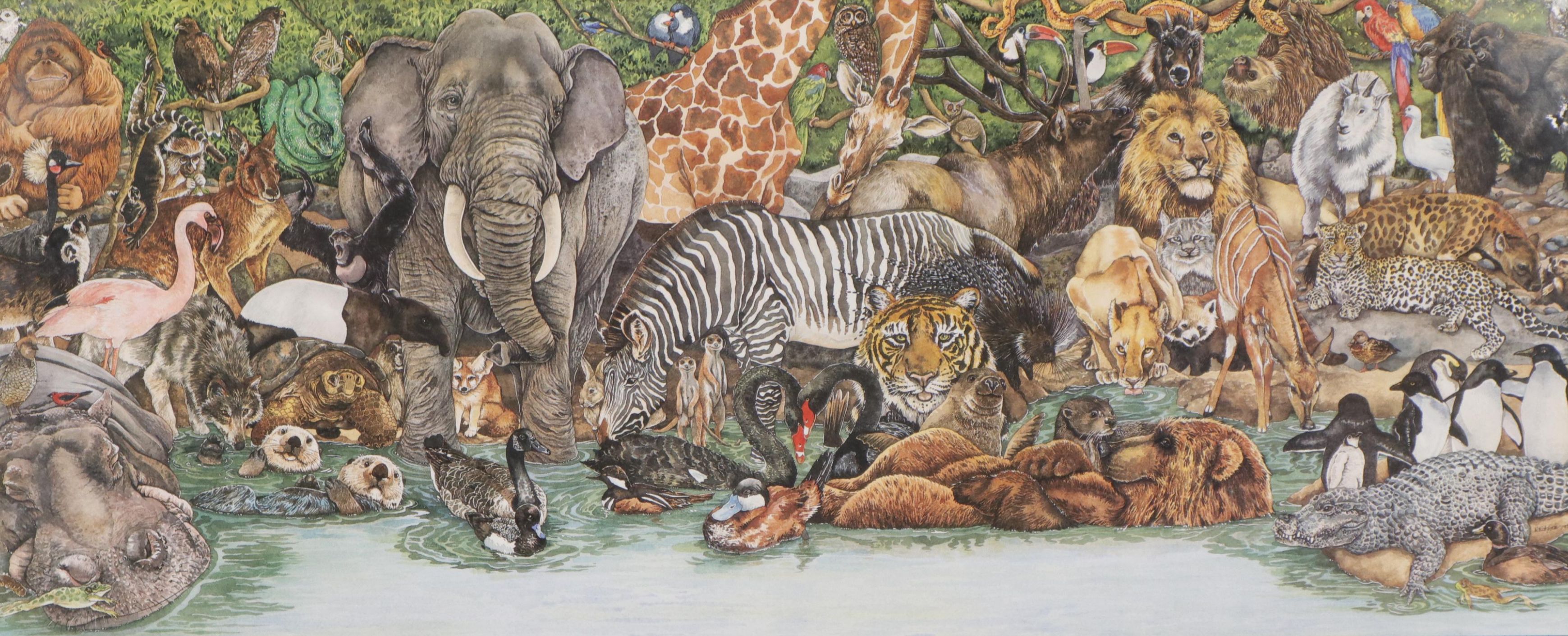 Cincinnati Zoo Offset Lithograph Poster After Wendy Edelson, 1995