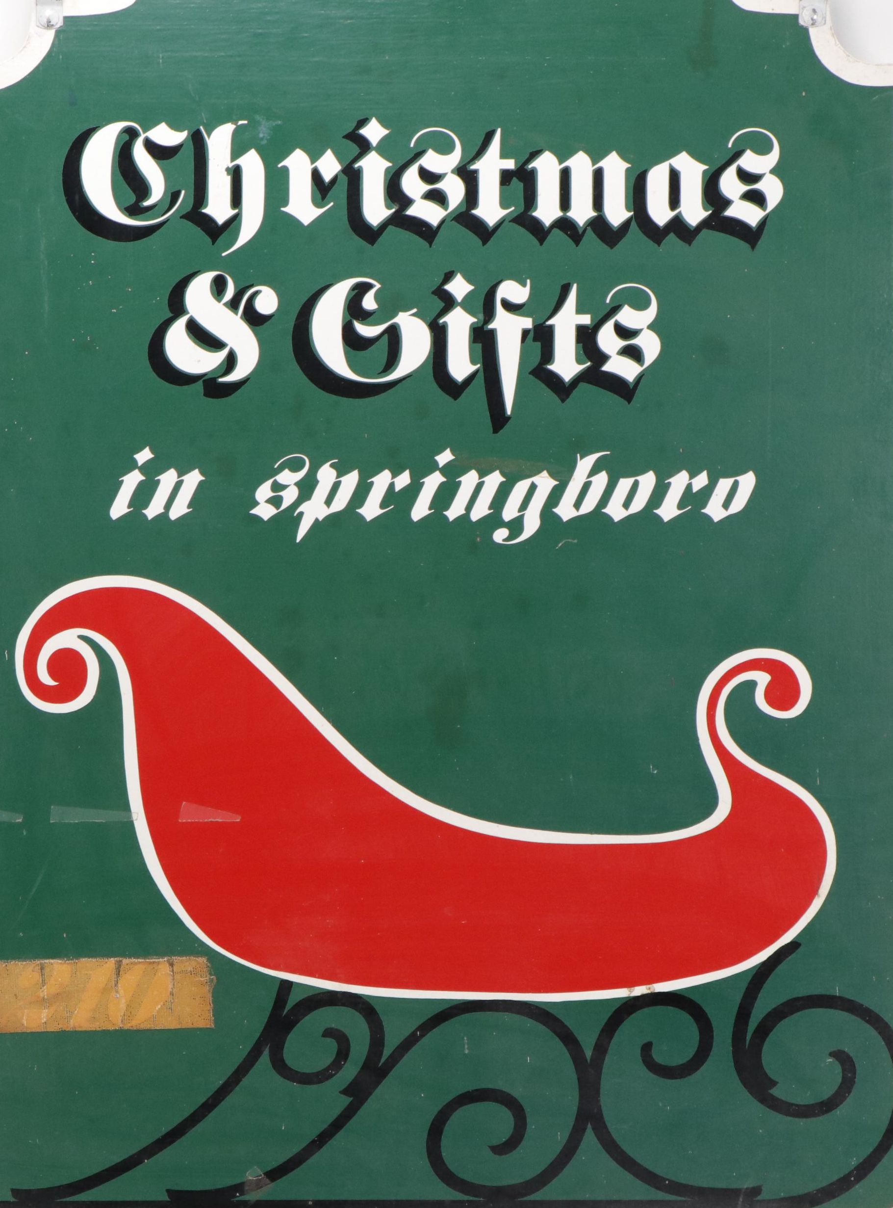 Christmas and Gifts In Springboro Wood Hanging Sign