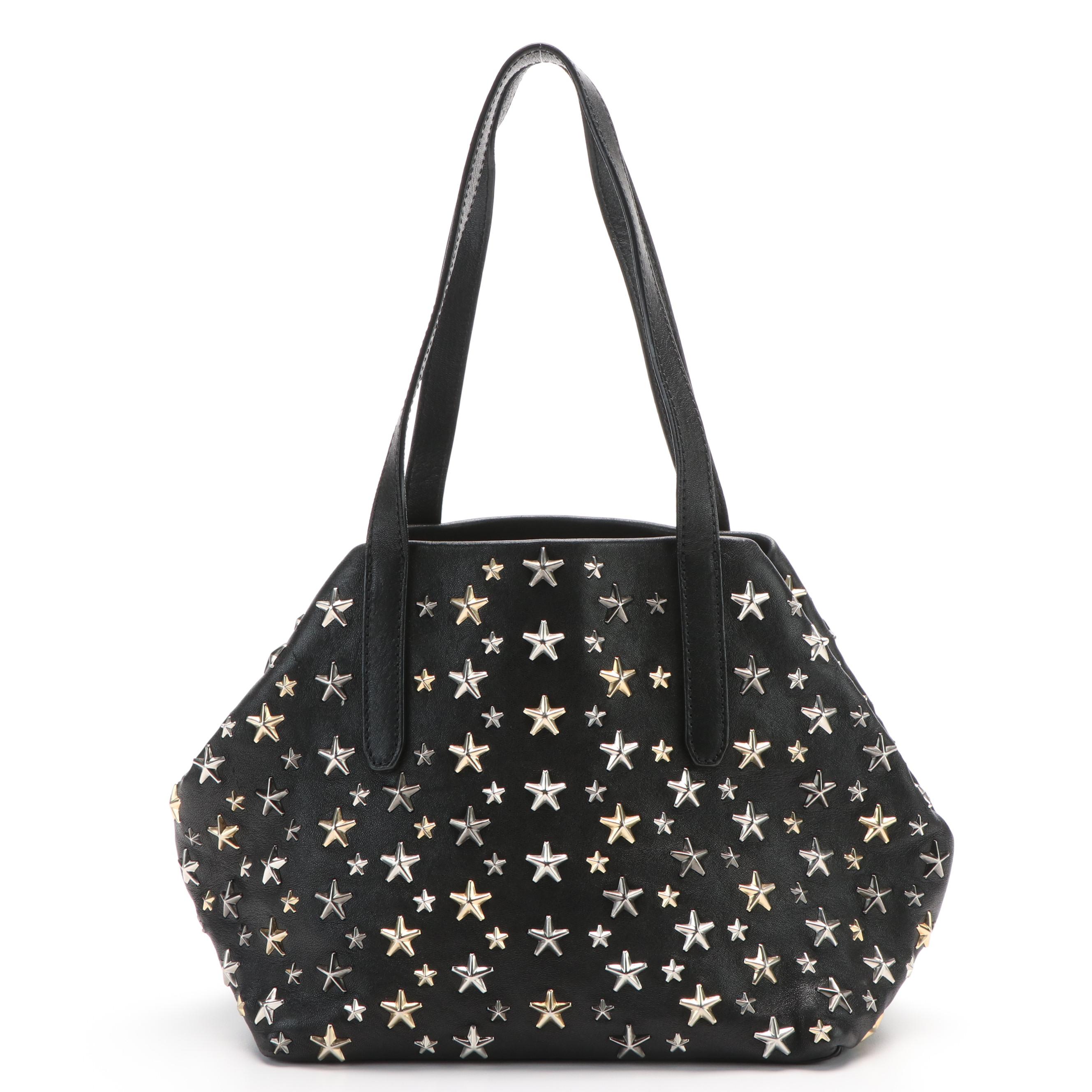 Jimmy Choo Star Studded Tote in Black Leather