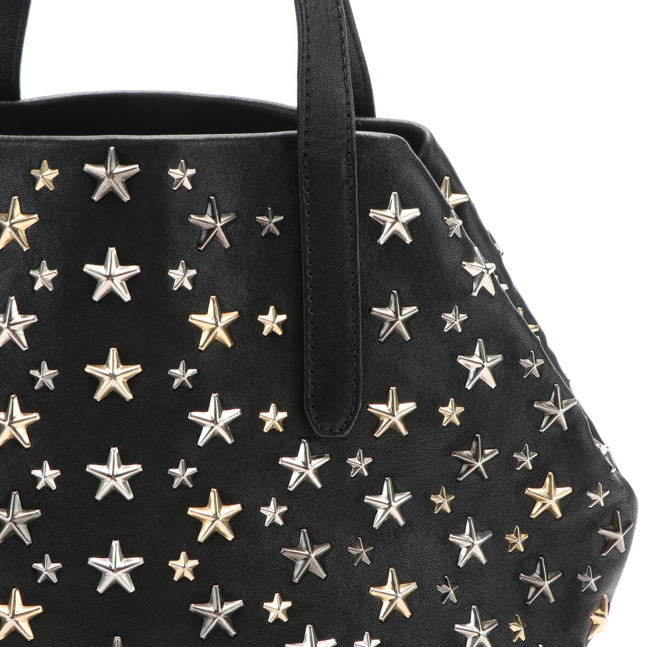 Jimmy Choo Star Studded Tote in Black Leather