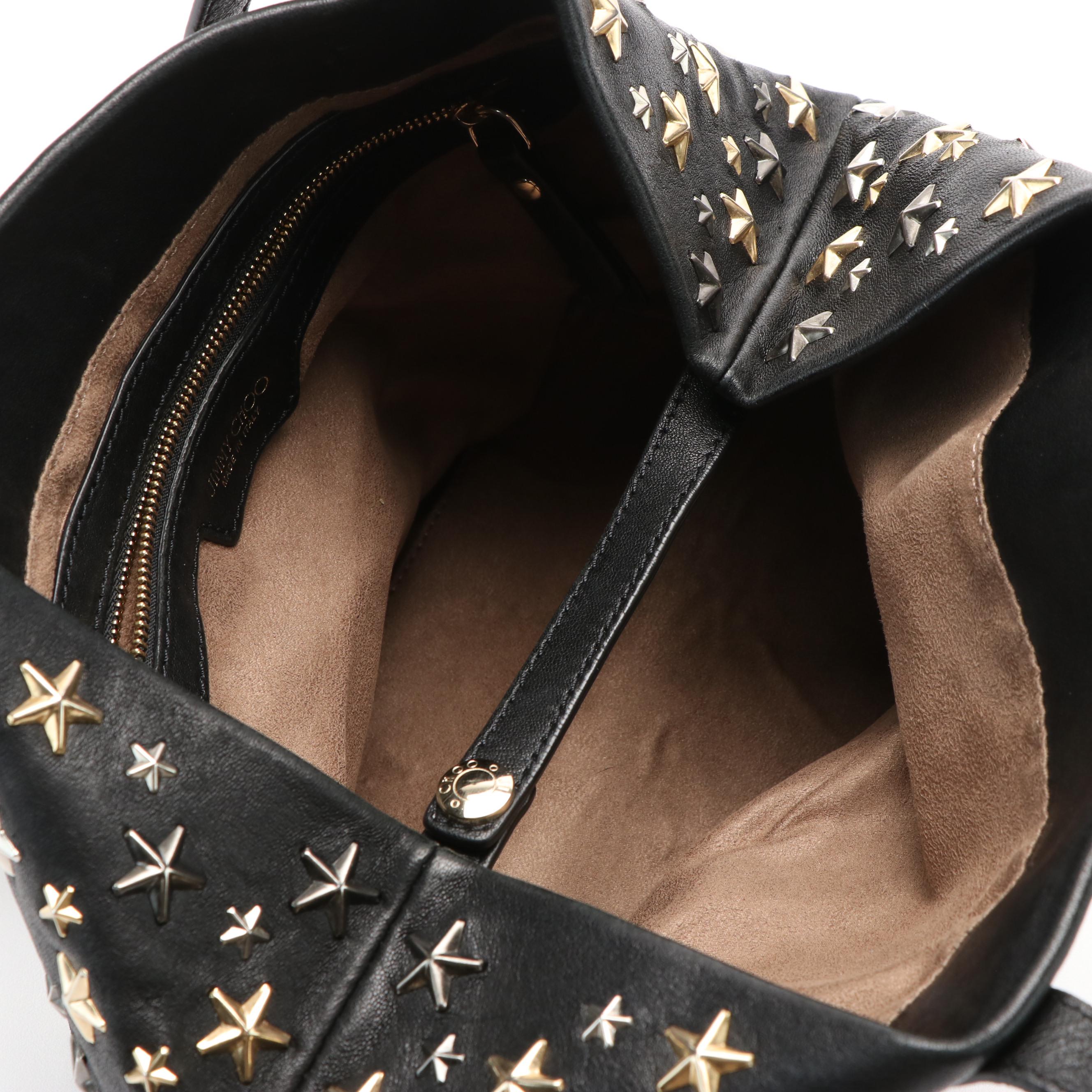 Jimmy Choo Star Studded Tote in Black Leather