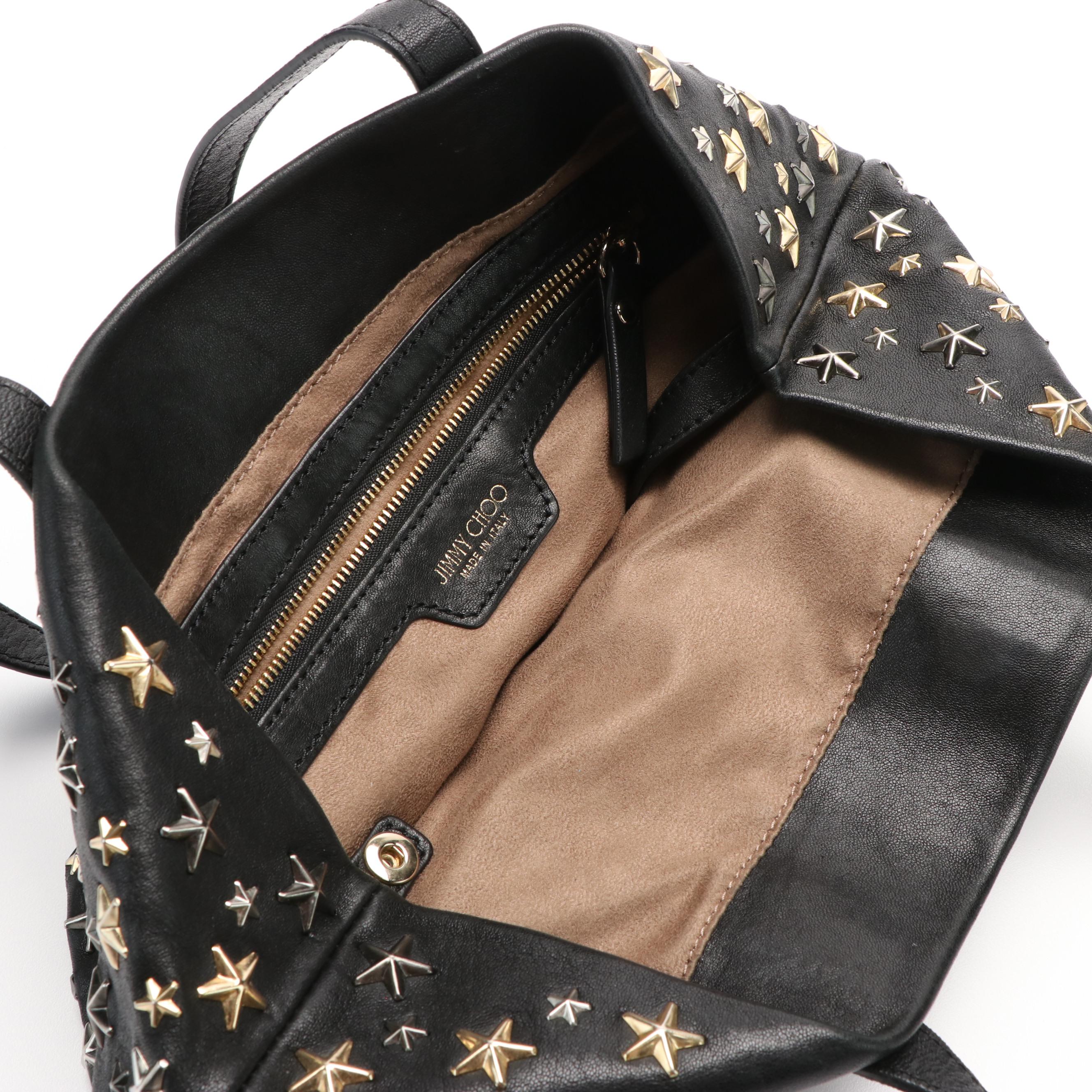 Jimmy Choo Star Studded Tote in Black Leather