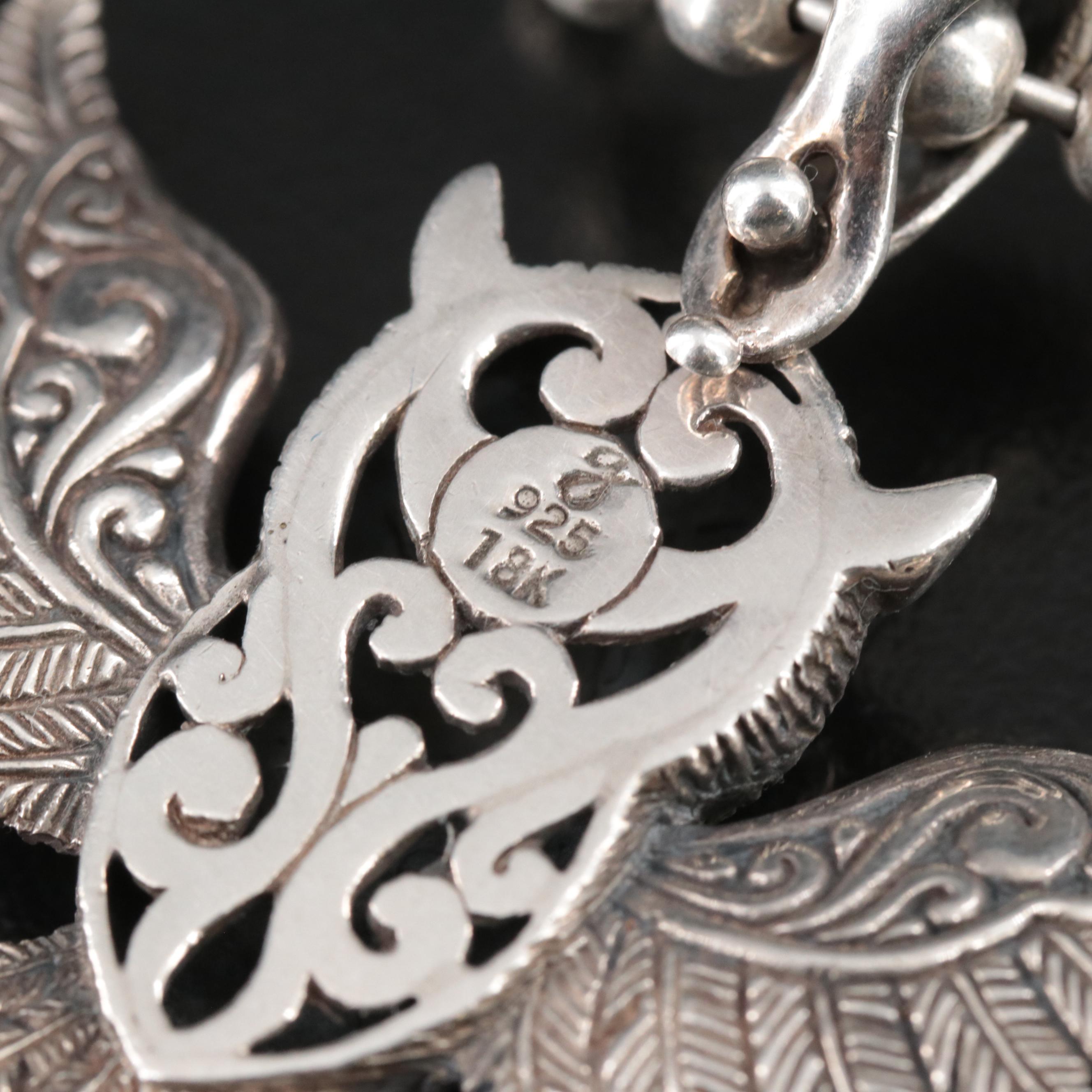 Sterling Topaz Owl Enhancer Pendant Necklace with 18K Accents