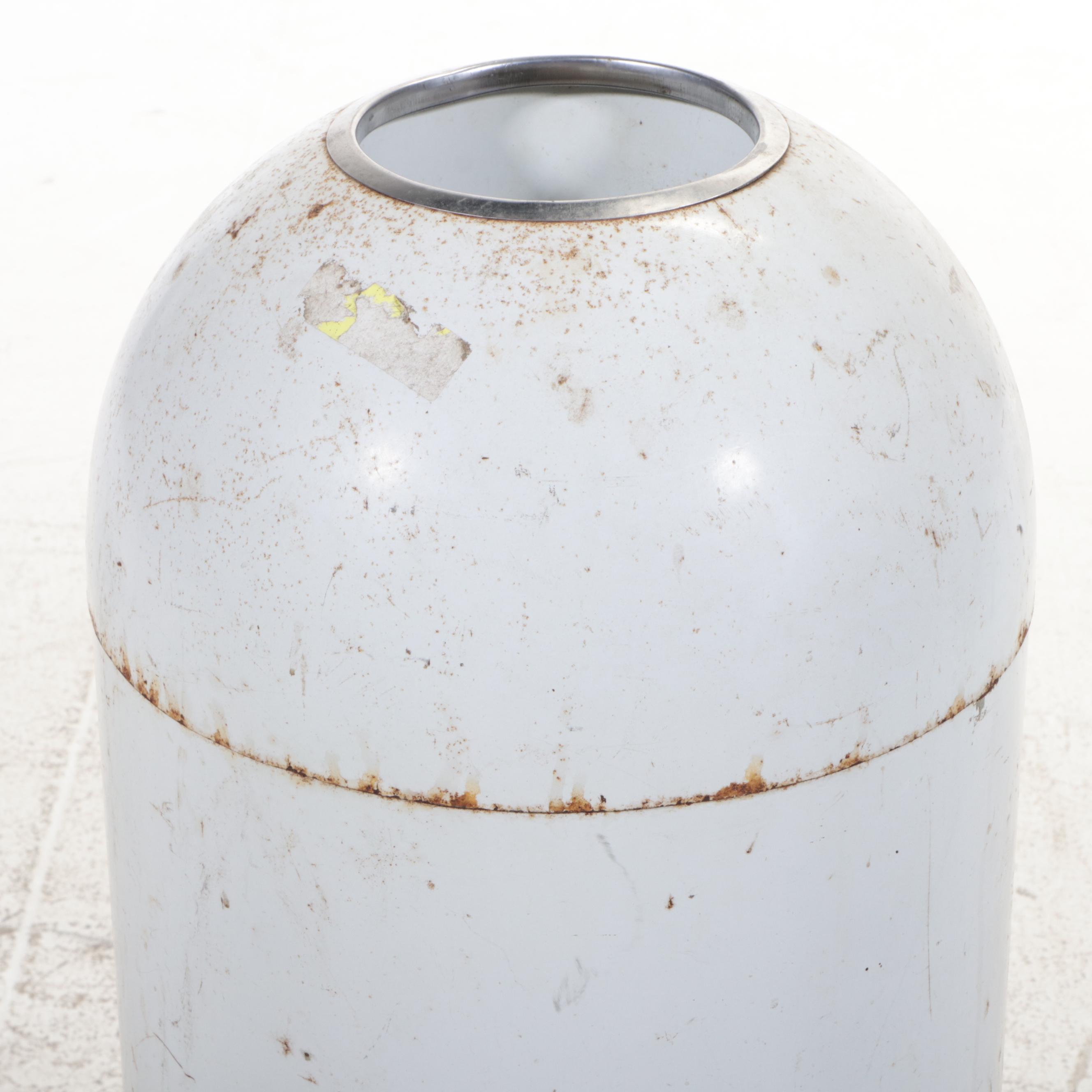 Mid Century Modern Powder-Coated and Brushed Steel Trash Can with Lawson Liner